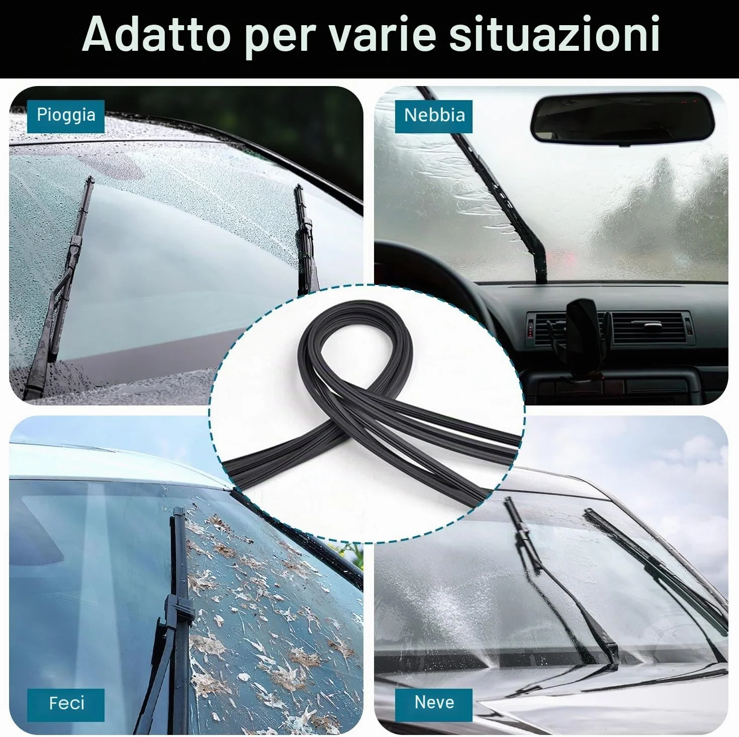 Gomme per Tergicristalli Universali 800 mm, Al Metro, Compatibili con Tutti i Tergicristalli