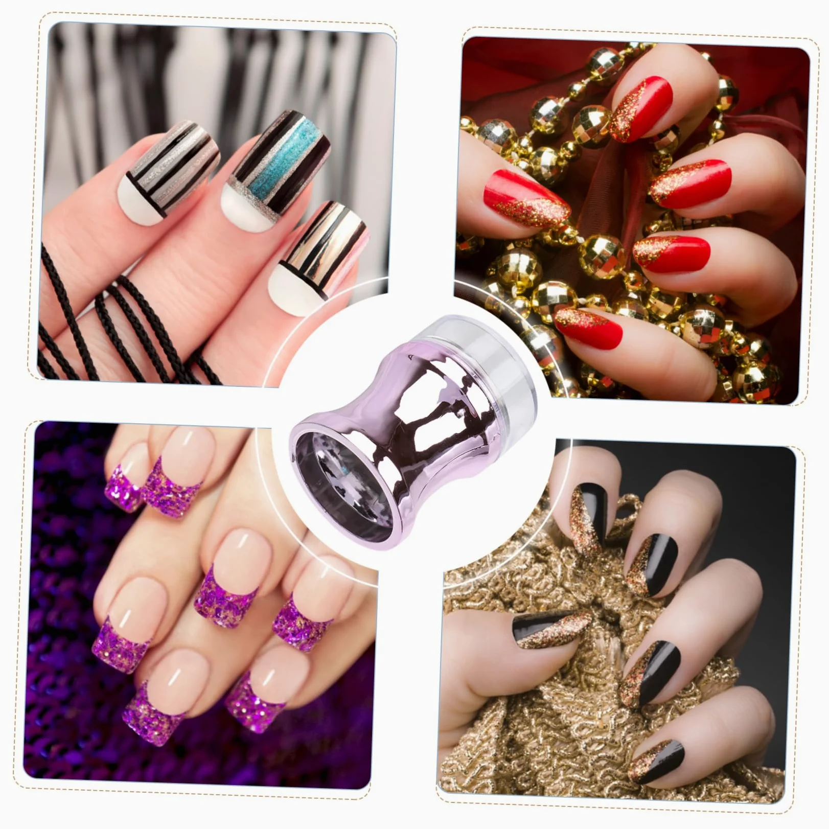 Housoutil 4sets Strumenti Per Nail Art Con Timbri Per Unghie e Raschietti Include Timbri e Raschietti Facile Da Usare Per Manicure Casa e Salone Colori Casual