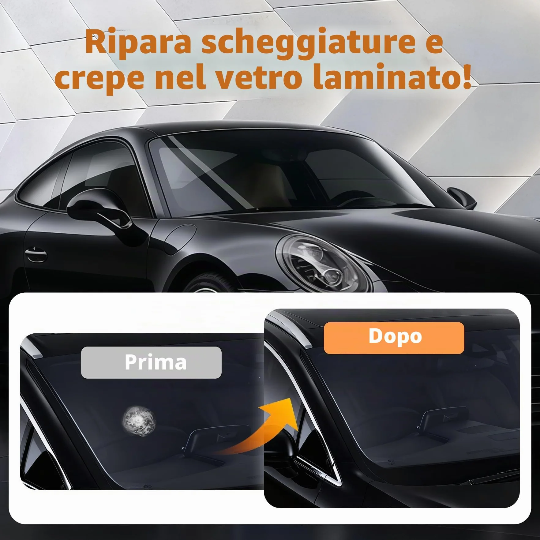 Kit Riparazione Parabrezza Universale con Pompa a Vuoto per Chip e Crepe