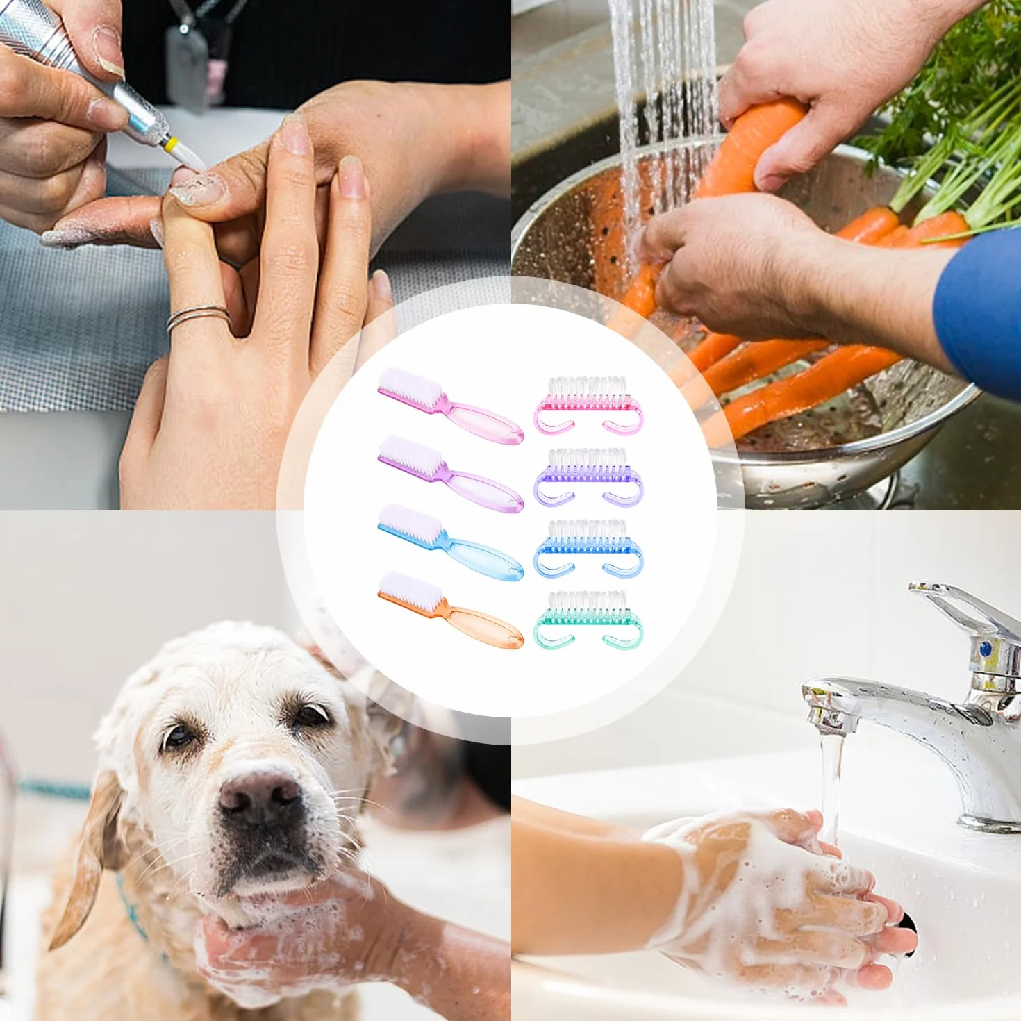 8 Pezzi Spazzola per Unghie, Spazzola per Pulizia Delle Unghie, Spazzola per Unghie con Manico, Lavaggio di Mani Spazzolino, Pulitore per Pedicure, per Unghie, Giardino, Casa, Uso in Salone