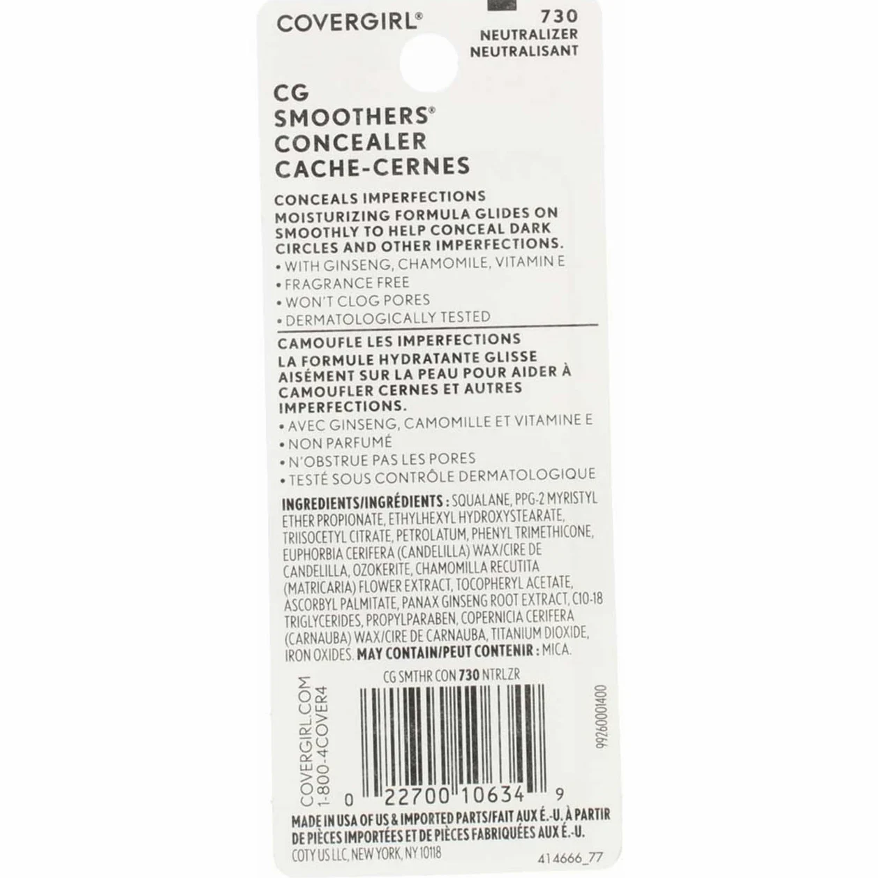 CoverGirl Smoothers Concealer, Neutralizzatore 730, confezione da 2