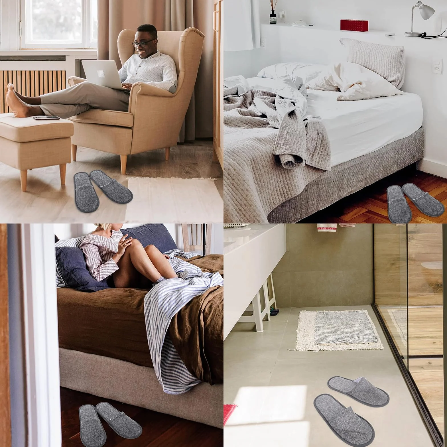 Pantofole Hotel, Pantofole Ospiti, 6 Paia ciabatta da Viaggio, Monouso, Usu e Getta Antiscivolo, per Hotel Spa Casa Viaggi
