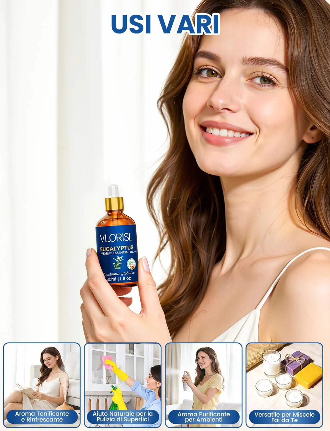 Olio Essenziale di Eucalipto 30ML, Aroma Fresco per Diffusore e Aromaterapia