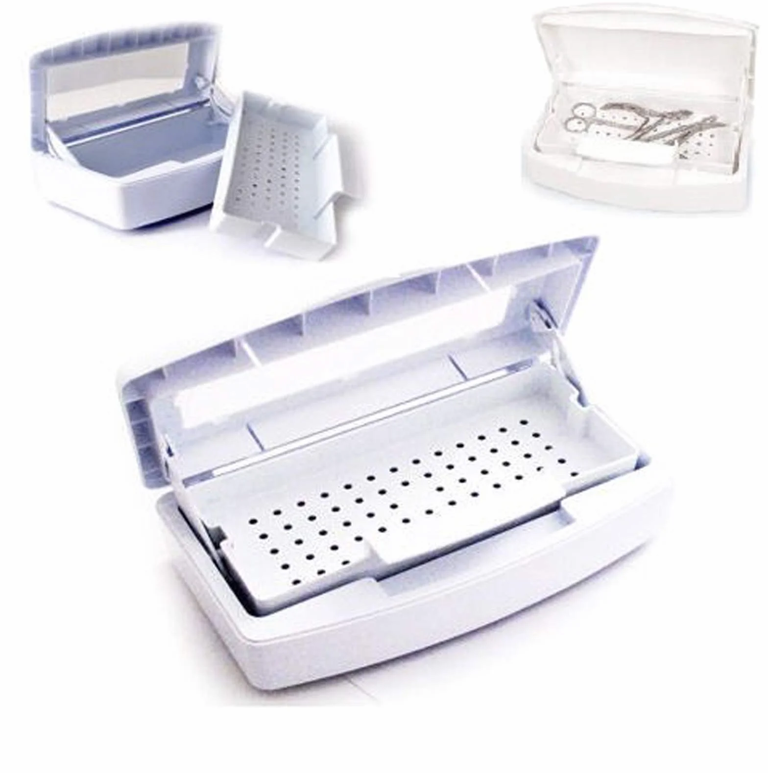 TEKSHOPPING Vaschetta Germicida ad Immersione per Sterilizzazione Batteri a Freddo per Strumenti Onicotecnica Medici Unghie Manicure Pedicure