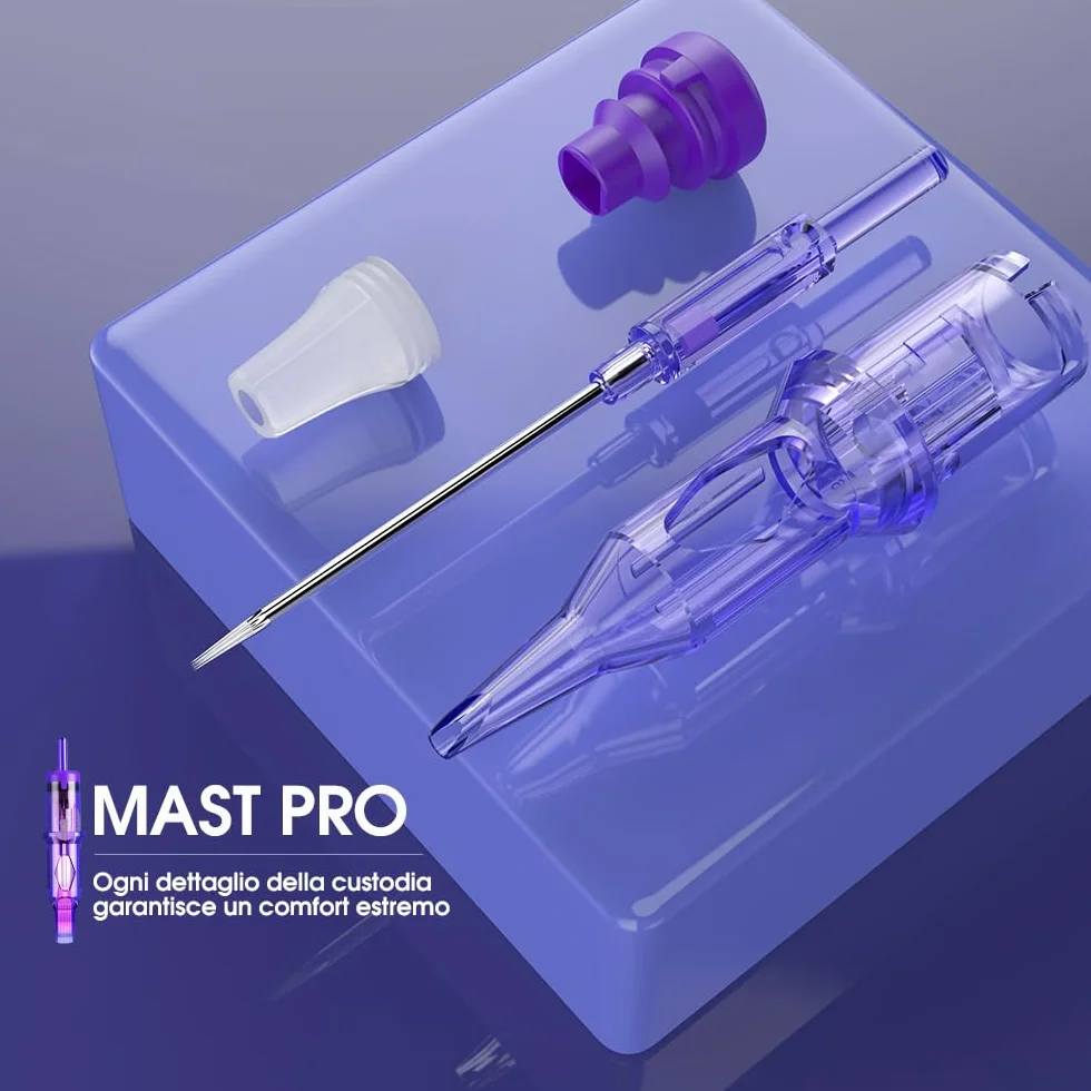 Mast Pro Aghi per Tatuaggi Professionale 20pezzi #08 0.25 0803RL Standard Round Liner Microblading Tattoo Needle Cartridge per Macchinetta Tatuaggi