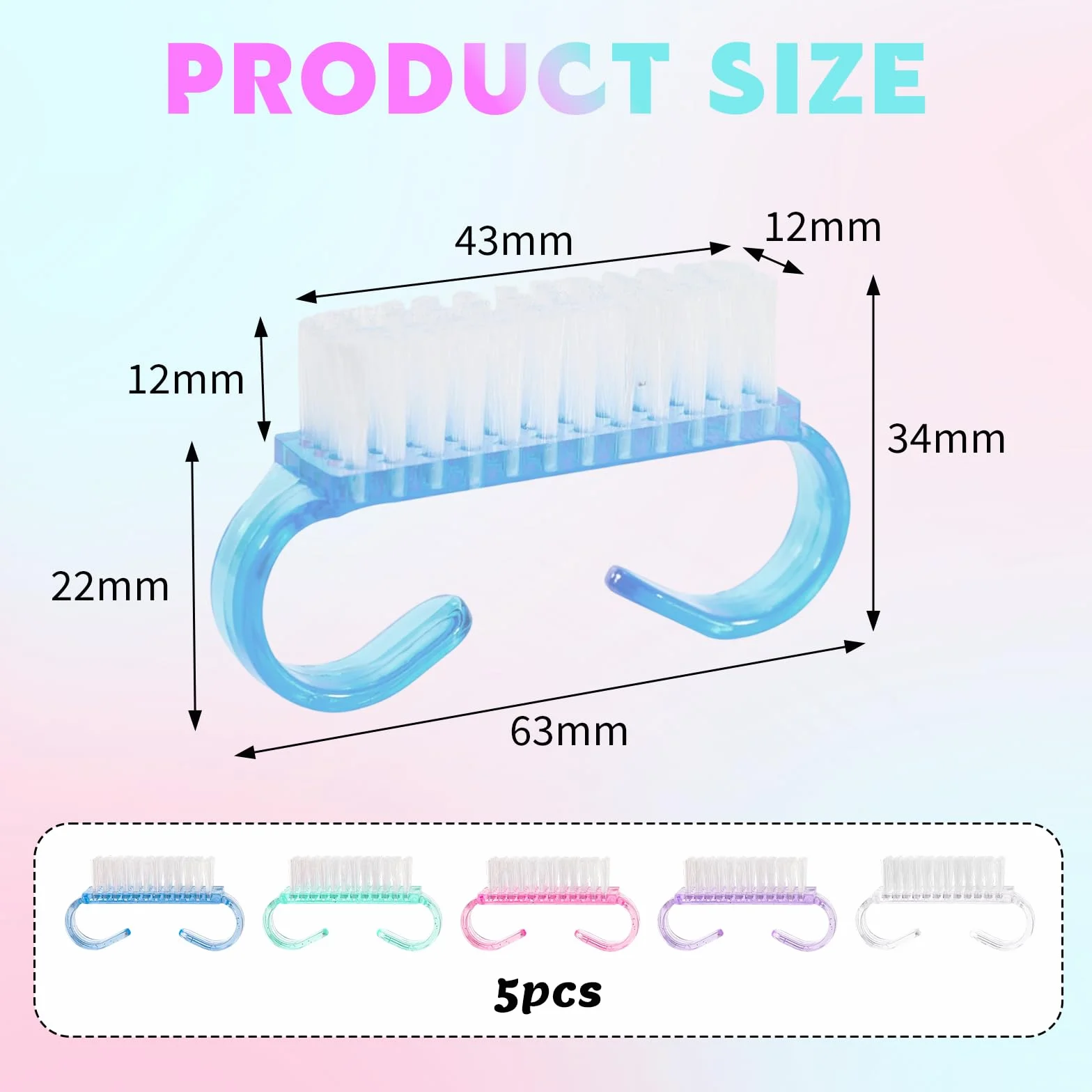 Spazzola per unghie, spazzola per il lavaggio a mano, spazzola per unghie, spazzola a mano, con manico a 48 pezzi, setole in nylon, per una pulizia fine e una texture
