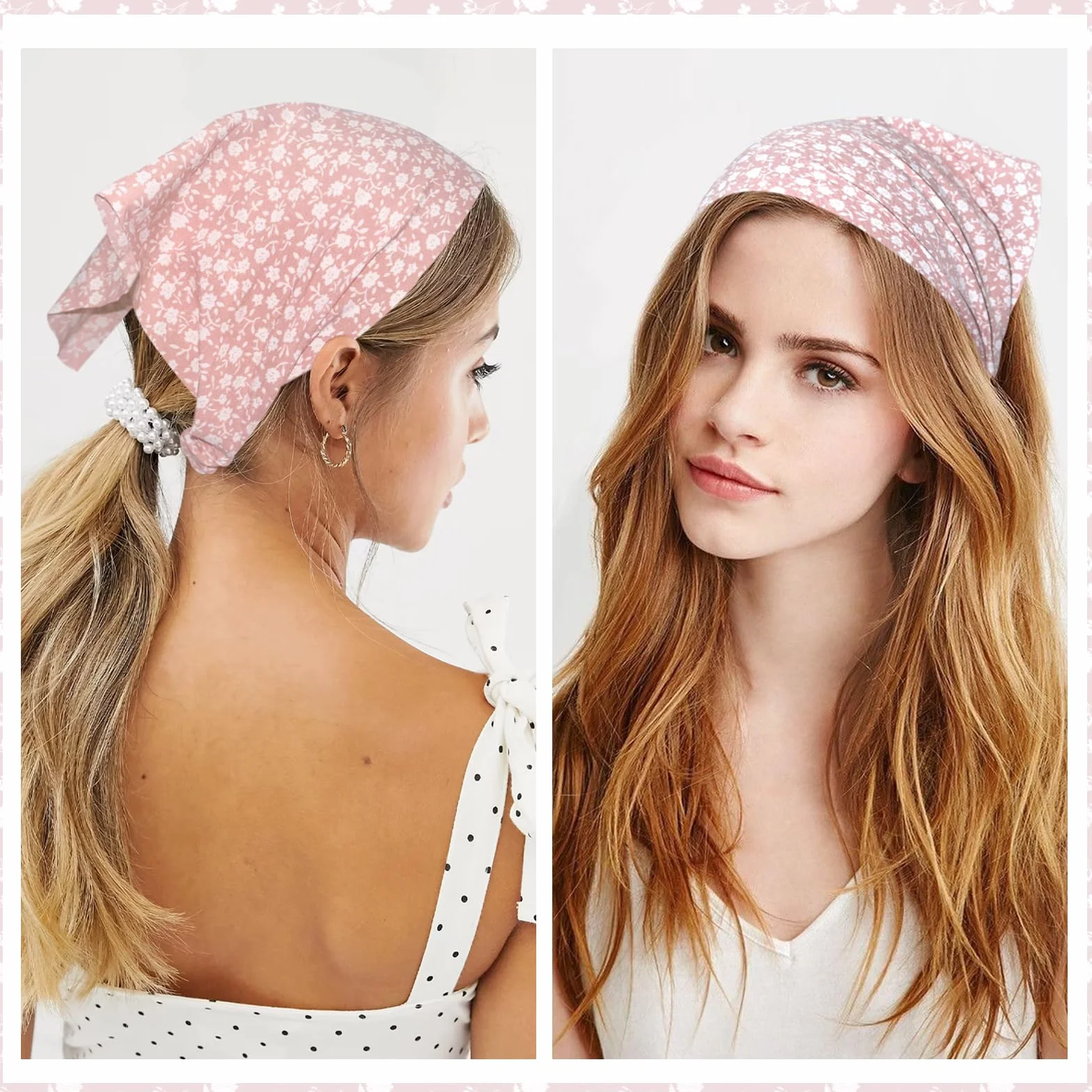 4 Pezzi Fascia Capelli Bandana, Capelli Floreale Fascia Elastica Boho Cerchietto Chiffon Carino Foulard per Donne Ragazze Accessorio