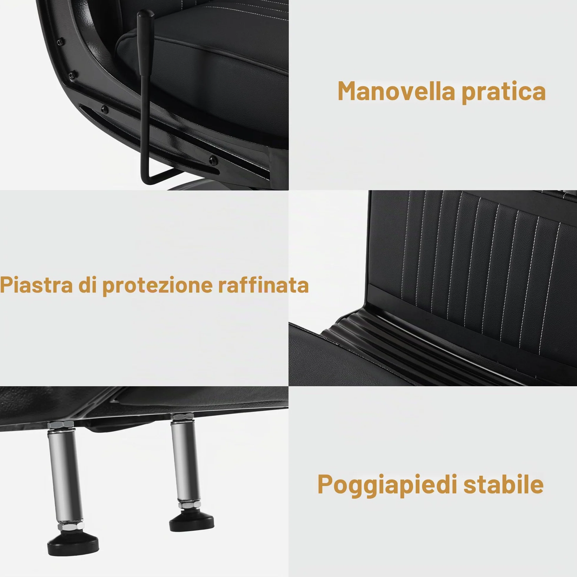 Barberpub Sedia da parrucchiere 3822 (nero)