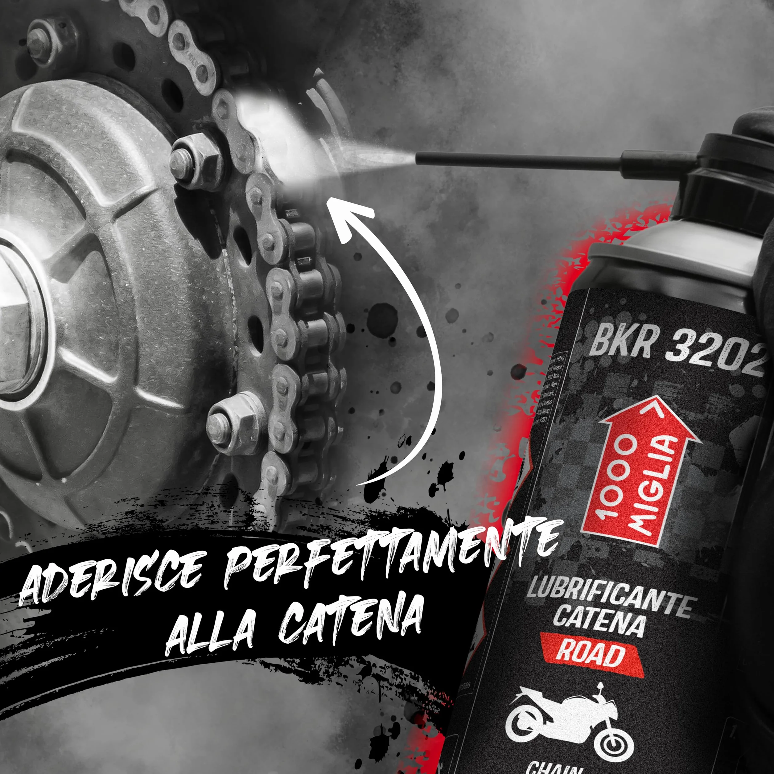 ERRECOM 1000 Miglia Clean&Lube Kit Catena Moto ROAD 500mL + Huggie System