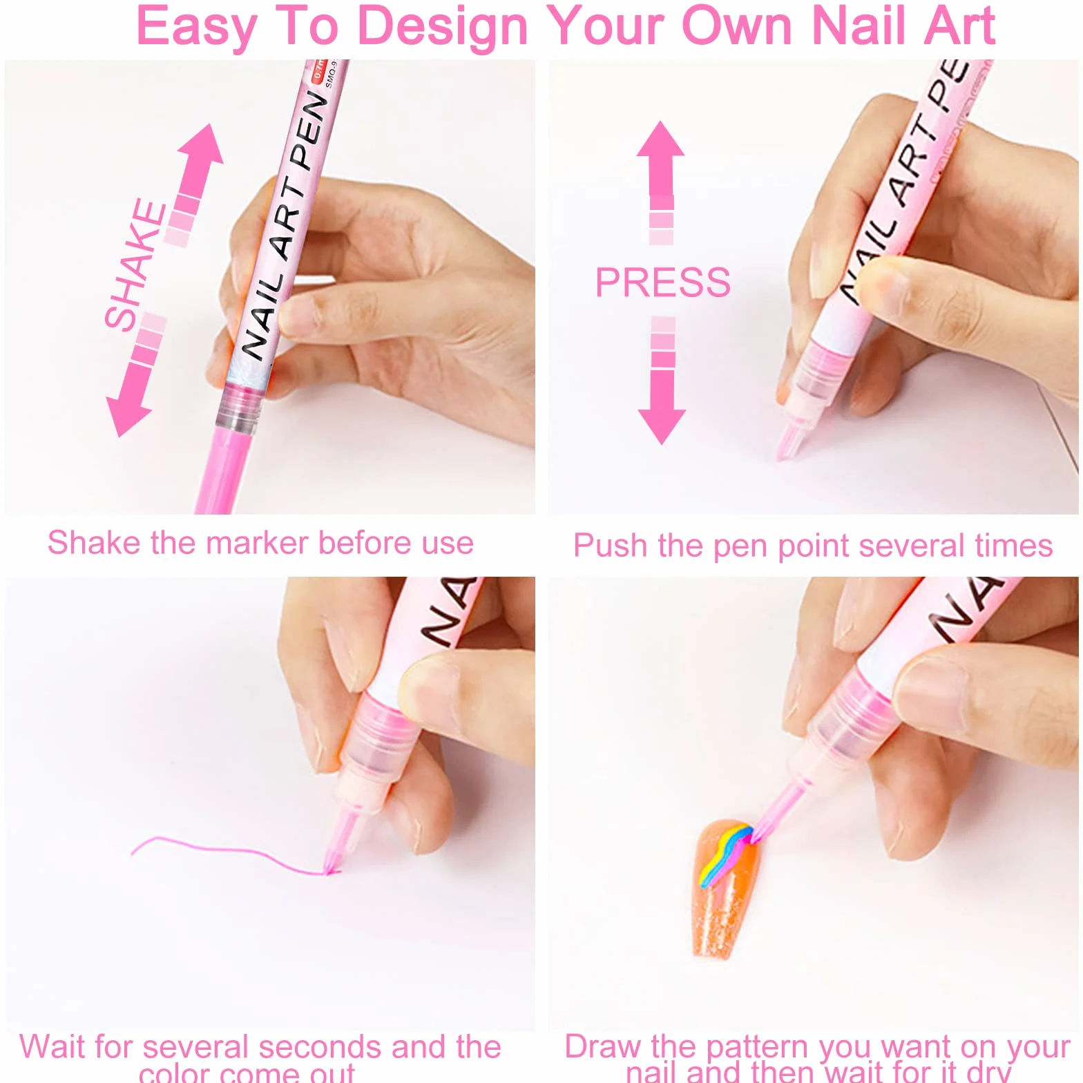 12 Pezzi 3D Nail Art Pen, Owelth Smalto in Penna per Pittura Decorazioni Unghie per Disegno, Penna per Fai Da te Graffiti Pen Manicure Strumenti Bellezza Adorna Regalo per Halloween Natale