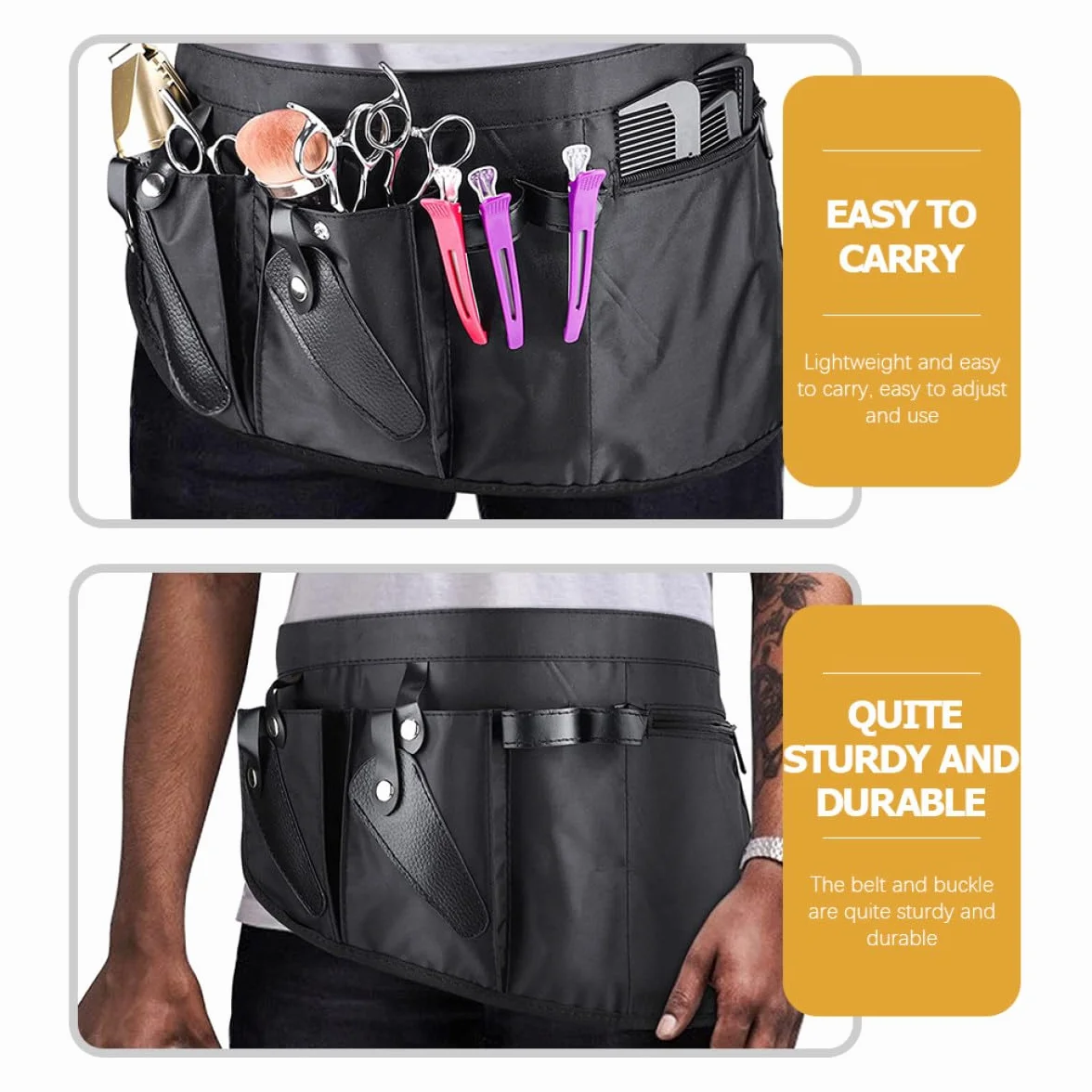 GALPADA Marsupio per Parrucchiere in Tela Nera Resistente Protezione Completa, Custodia Semplice per Forbici e Accessori da Lavoro Professionale