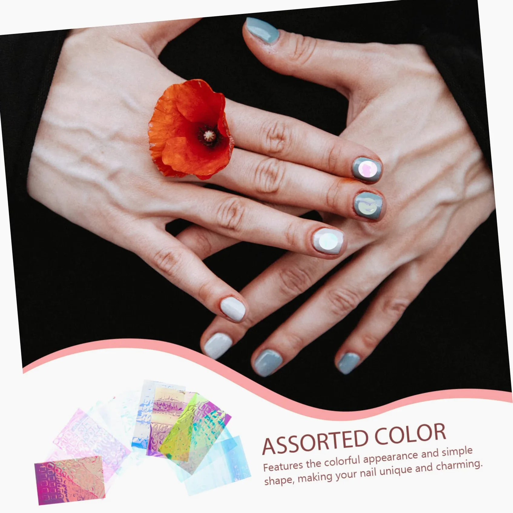 Healeved 55fogli Adesivi Per Unghie Trasparente Di Nail Art Manicure Effetto Iridescente Per Decorazioni Feste e Occasioni Speciali