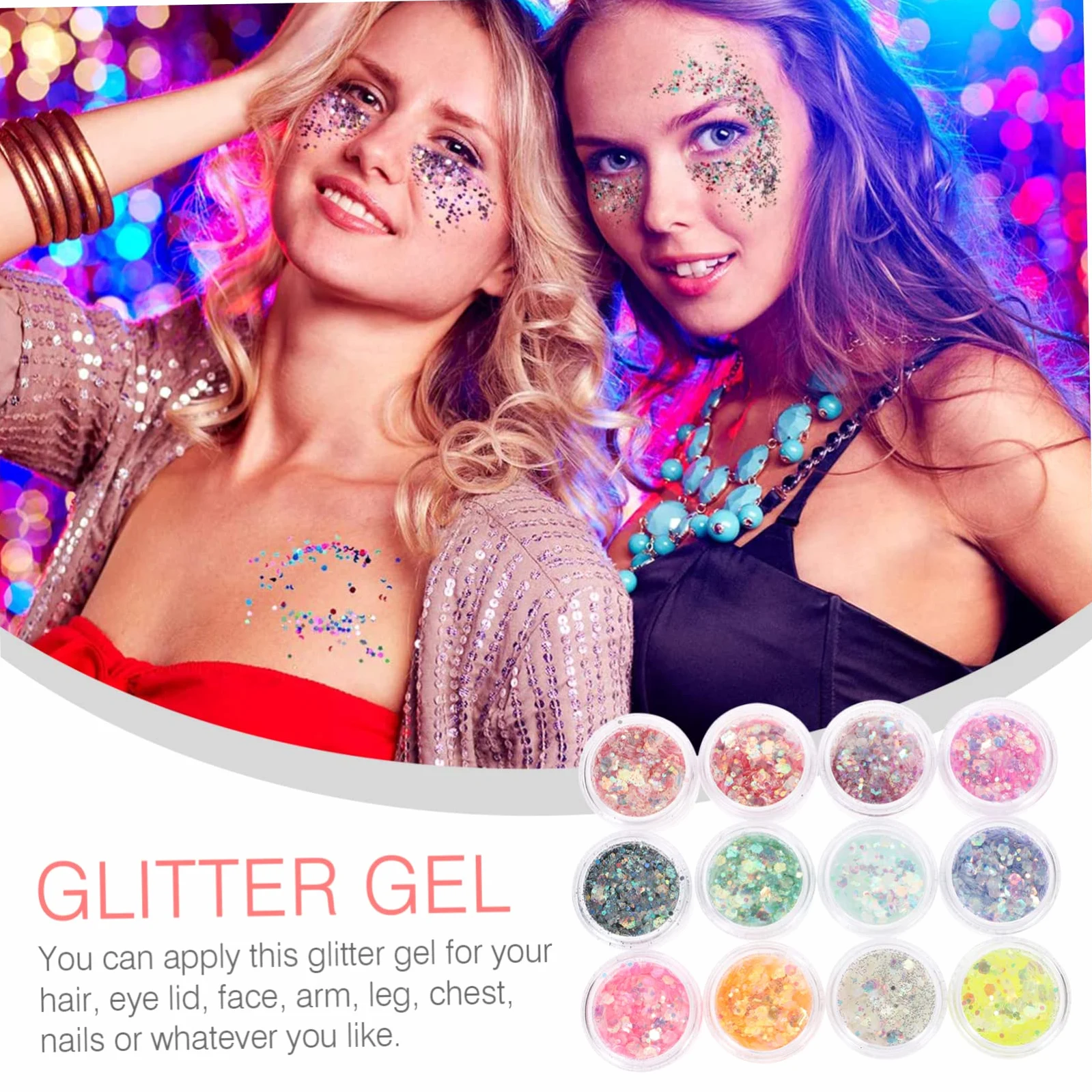 48 Scatole Scintillio Glitter Per Il Trucco Del Festival Gel Per Unghie Accessori Per Feste Glitter Per Il Trucco Del Viso Corpo