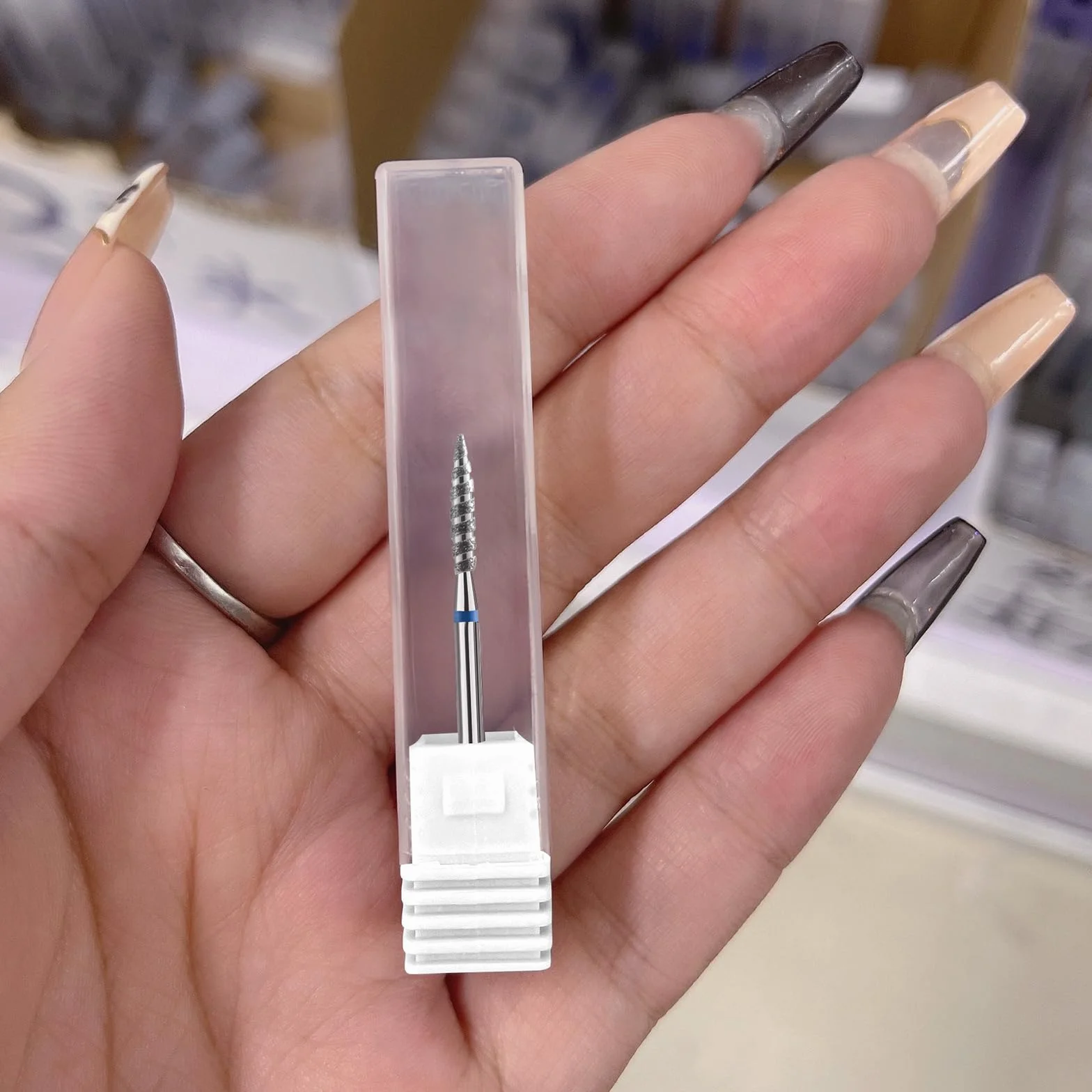Punte Fresa Unghie Professionale Diamante Carburo Grana Media Forma Fiamma Rimozione Cuticole Manicure Pedicure