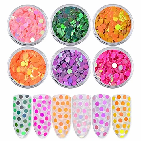 Paillettes per Nail Art 6 Box/Set Paillettes Rotondi per Unghie Glitter 3D Nail Art Decoration Decoration Attrezzi Manicure per Unghie