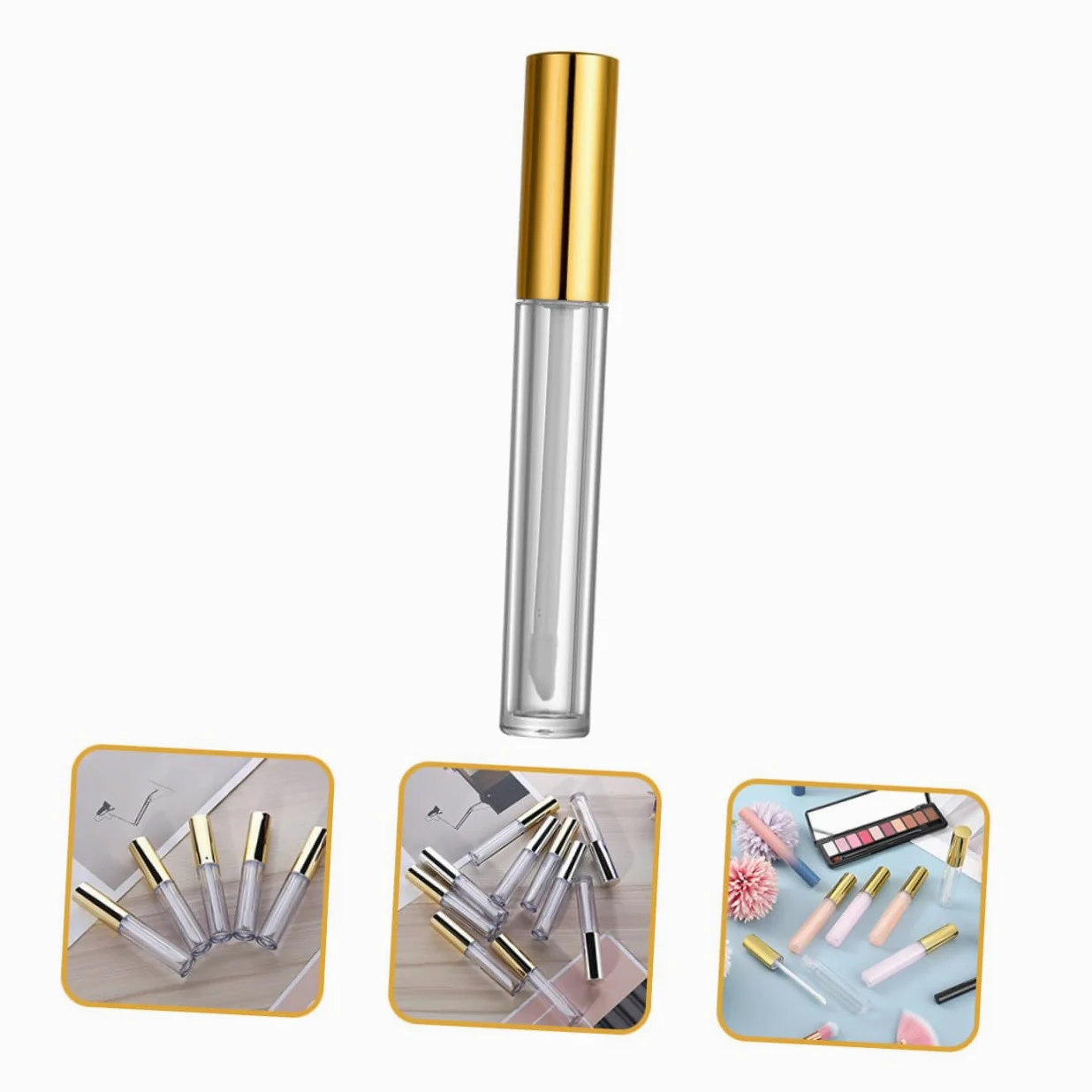 Tubetto Lucidalabbra Vuoto 10ml Plastica Oro, 40 Pezzi | Lip Oil e Lip Liquid, Uso Makeup, Leggero e Portatile, Confezione da 40