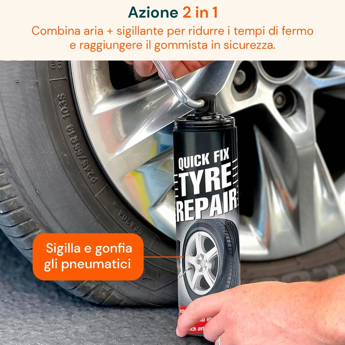 Avilia - Kit Spray 2/4/6 Gonfia e Ripara Pneumatici Auto/Moto – Spray Sigillante 2 in 1 – Ripara Gomme Foratura di Emergenza – Senza Cambio Ruota, Cric o Chiave Inglese – Riparazione Rapida (2)