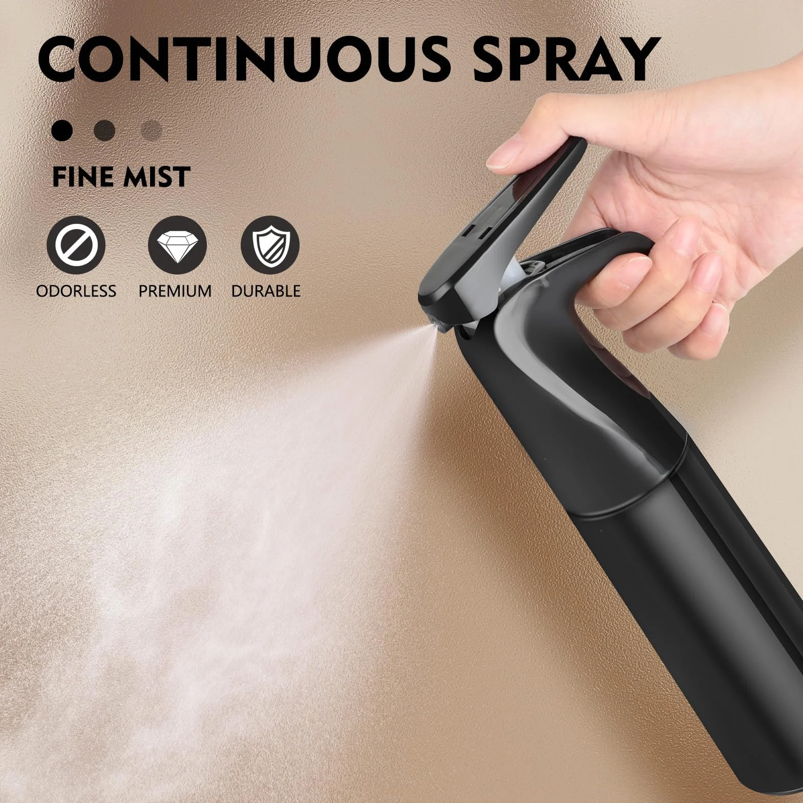 Romon Spray Capelli, 300 ML Nebulizzatore Acqua, Bottigliette Spray Flacone Spray, Spruzzatore A Pressione Continuo Ultra Fine Parrucchieri, Accessori Per Parrucchiere, Flacone Spray Per Piante, Nero