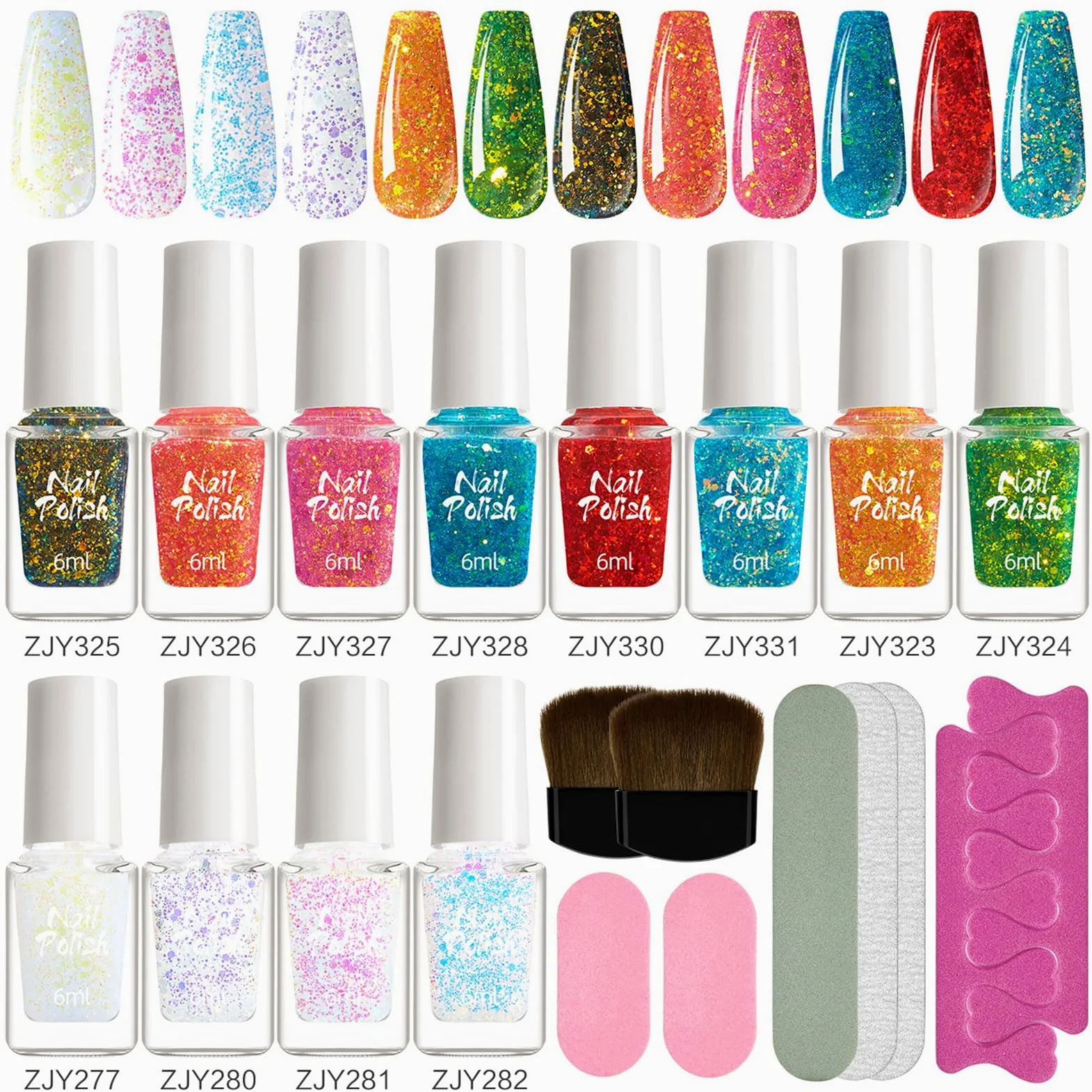 Set di 12 colori per unghie in gel con lima divisore per dita dei piedi, pennello per saloni di arte, accessori per casa, feste