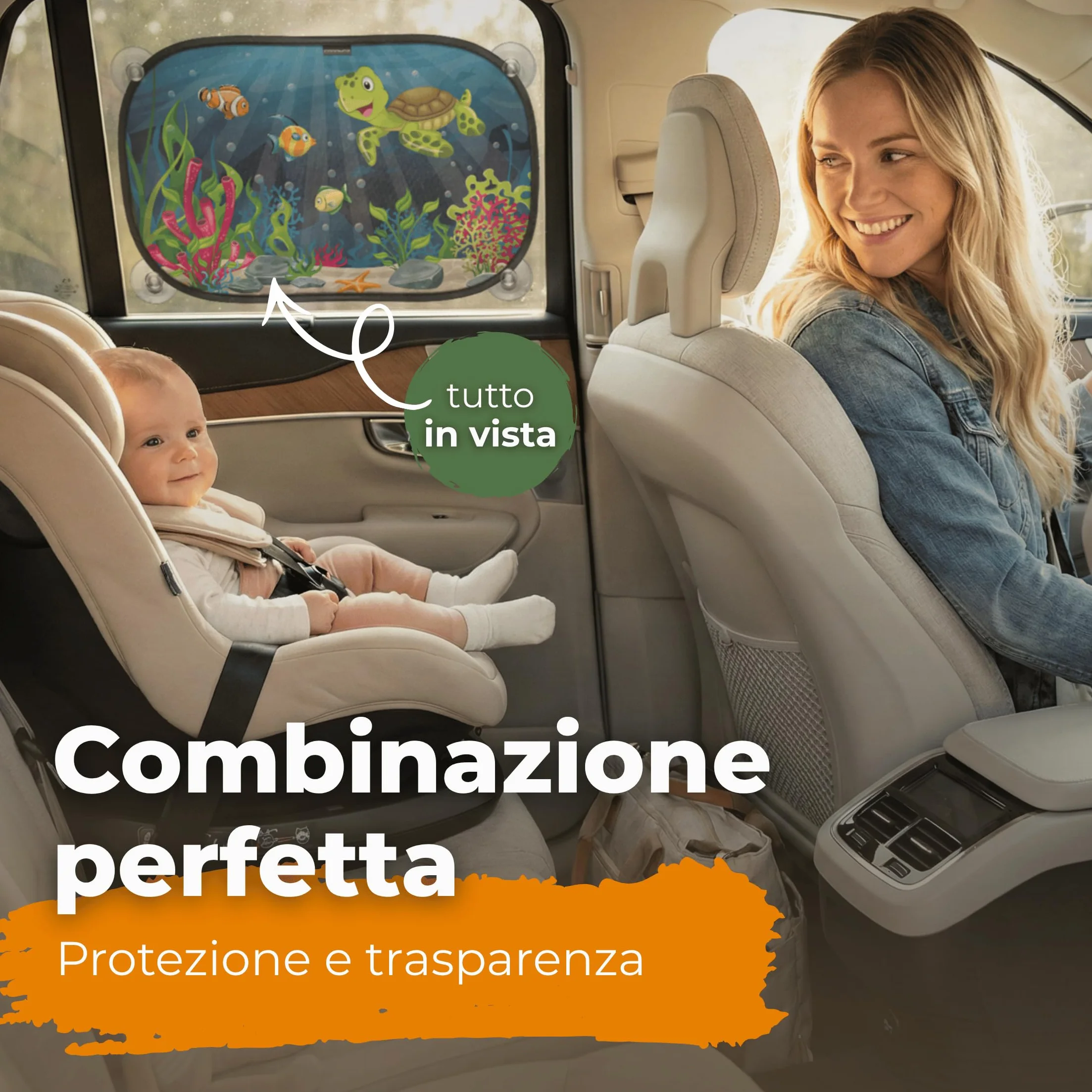 Tendine parasole bambini UV protezione certificata 2 szt 51x31cm Design Tartaruga