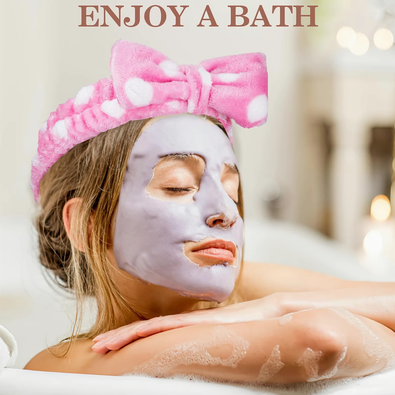 9 fasce per capelli per trucco, spa, fasce per capelli con fiocco, per lavare il viso, trucco, doccia, spa, in microfibra, regalo per ragazze e donne