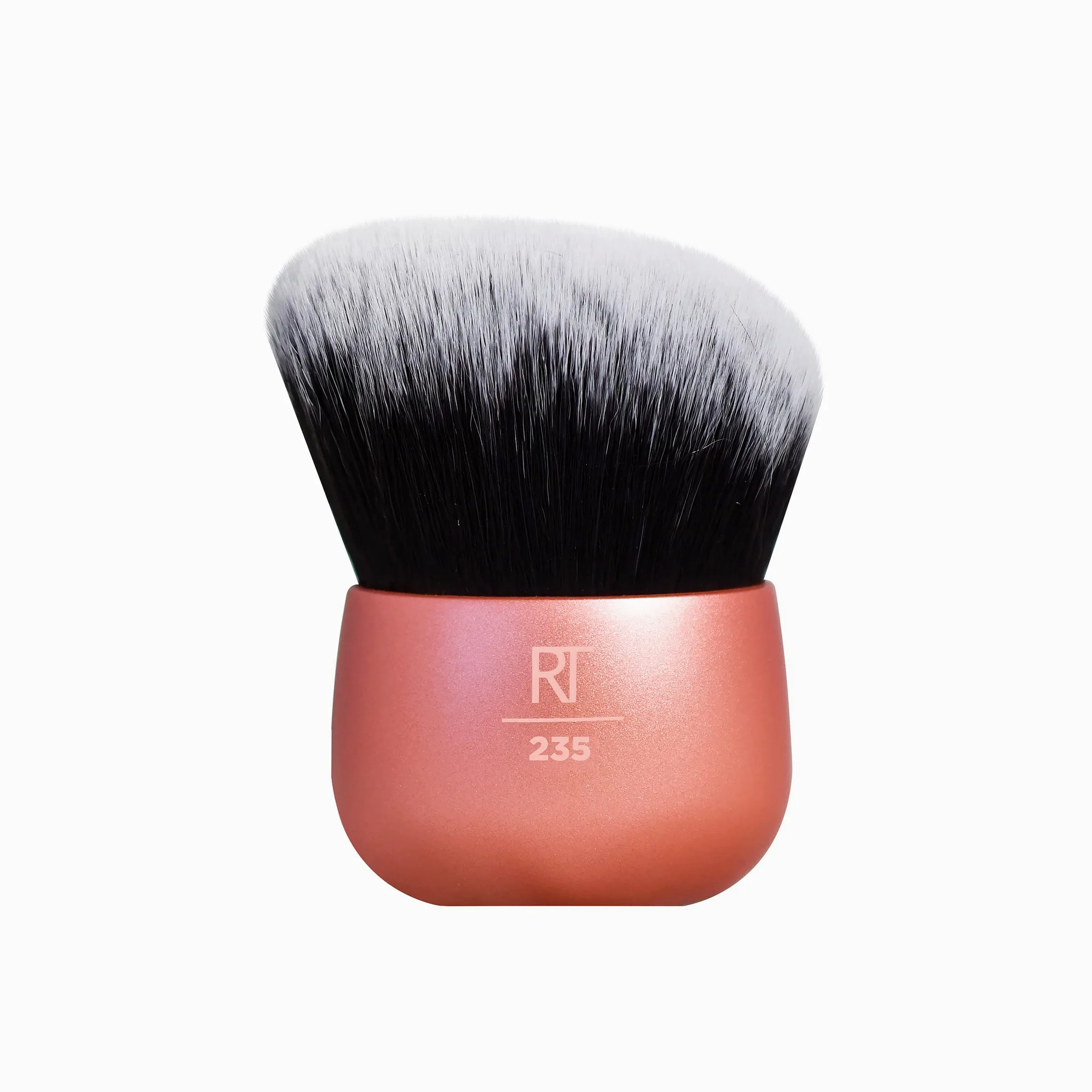 Real Techniques Pennello Kabuki angolato, per l'applicazione di bronzer o fondotinta, frullatore per trucco senza mani, setole sintetiche, manico in alluminio, vegano e cruelty-free, arancione, 1