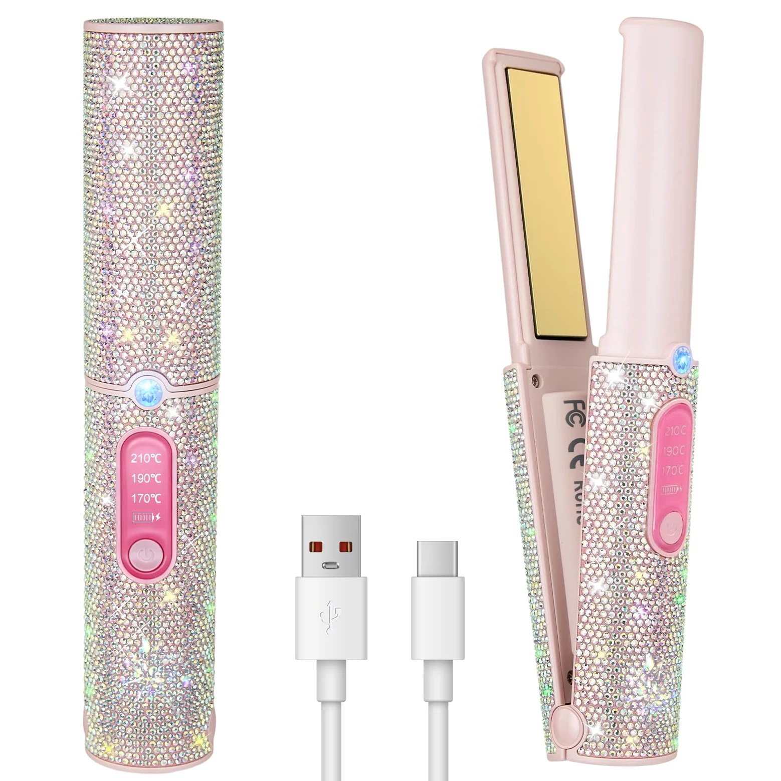 Piastra Capelli Senza Fili 5000mAh, Mini Piastra per Capelli 2 in 1, Piastra Portatile Senza Fili in Titanio, Piastra da Viaggio per Capelli, 3 Temp 2S HEAT Rapido MAX 410℉ Con Spegnimento Automatico