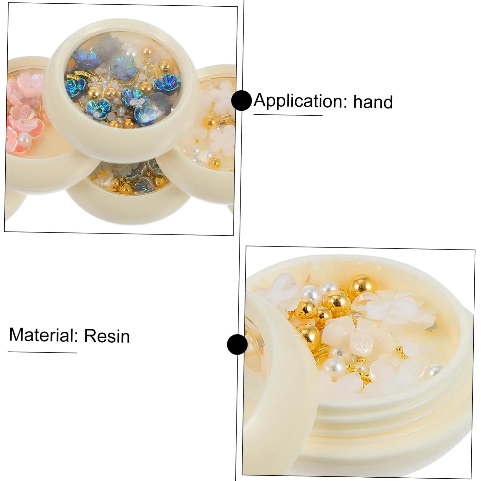 2 Set Decorazioni Per Unghie Resina Charm Per Nail Art Per Manicure E Decorazioni Te Per Casa E Salone 6 Scatole*2