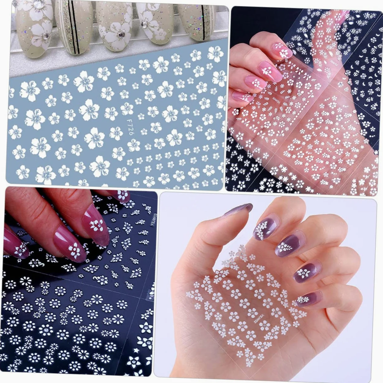 PACKOVE 5 Set Adesivi Per Unghie Fiori Delicati Stickers Per Decorazione Unghie Autoadesivi Nail Art Per Manicure Diy Per Casa E Salone Per Amanti Della Nail Art 30 Fogli*5