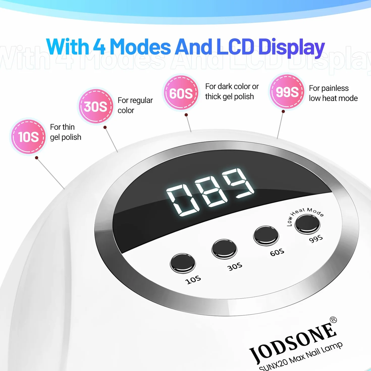 JODSONE X20 Lampada UV LED Unghie 320W 72 LED 4 Timer 10/30/60/99S Sensore di Movimento Base Staccabile