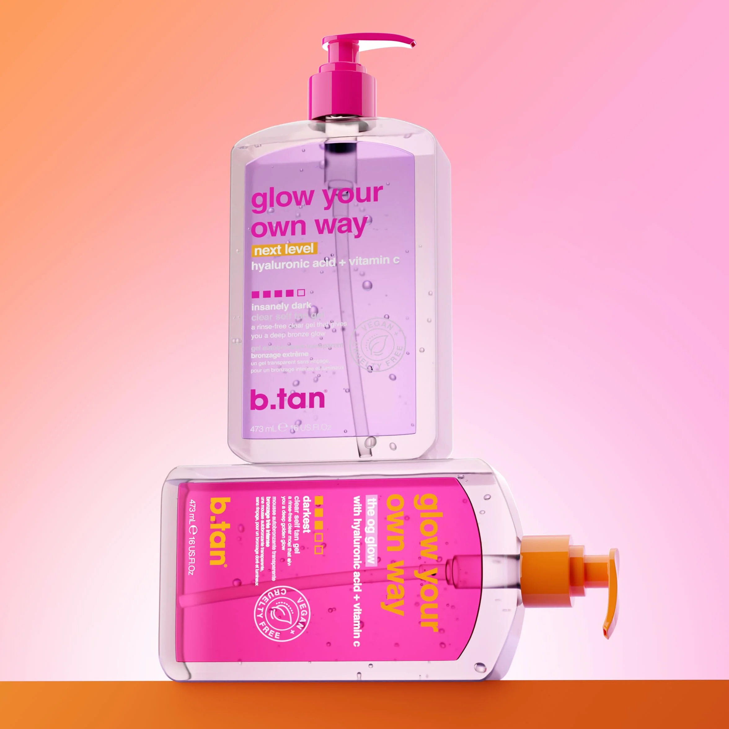 B.Tan Glow Your Own Way – Next Level Self Tan Gel for Women 16oz Gel