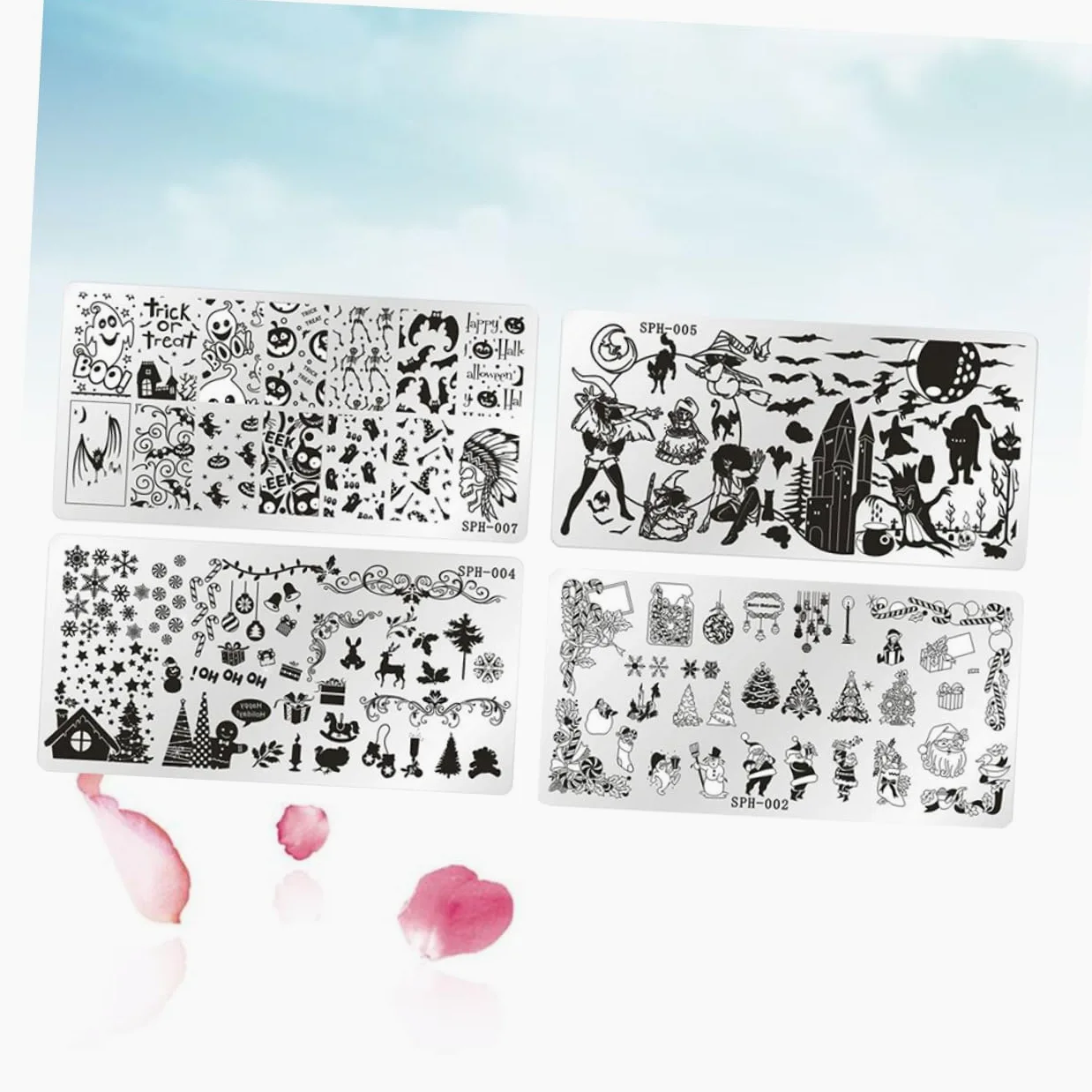 FRCOLOR 12 Pz Lamina Ungueale Natalizia Modello Di Stampaggio Di Immagini Per Unghie Modelli Di Stampaggio Piastre Per Unghie Per Nail Art Stampino Per Unghie Abito Giapponese Attrezzo
