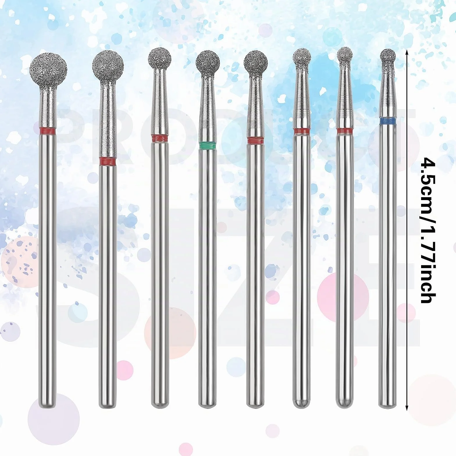 Punte Fresa Unghie Testa a Sfera 3/32" 8 Pezzi per Pulizia Cuticole Elettriche Lima Unghie Gel