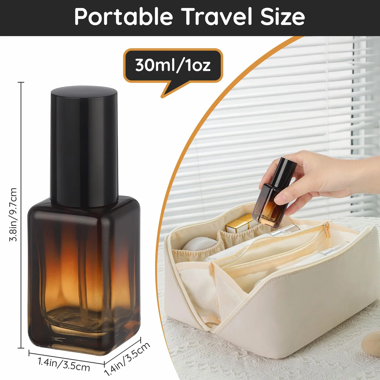 Segbeauty Contenitori da Viaggio Marrone, 2 Pezzi 30ml Bottiglie Vuote in Vetro, Flaconi Viaggio, Leggero e Portatile, per Fondotinta Liquida, Acqua Detergente