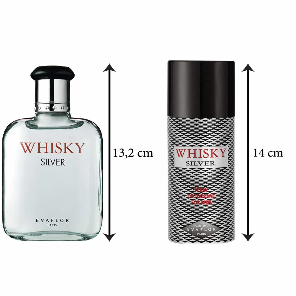WHISKY SILVER • Cofanetto Eau de Toilette 100ML + Deodorante 15OML • Spray • Profumo Uomo • Regalo • EVAFLORPARIS