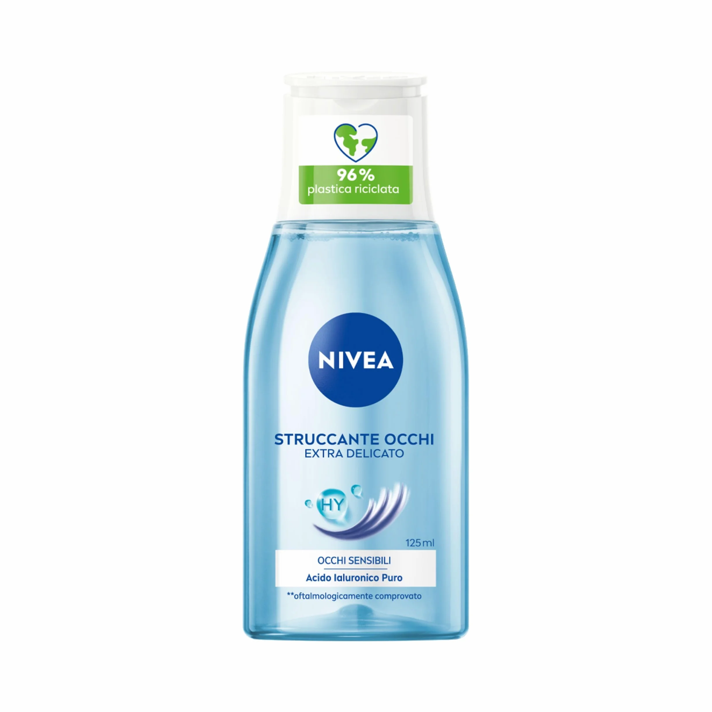 NIVEA Struccante Occhi Extra Delicato 6 x 125 ml, Bifasico con Acido Ialuronico