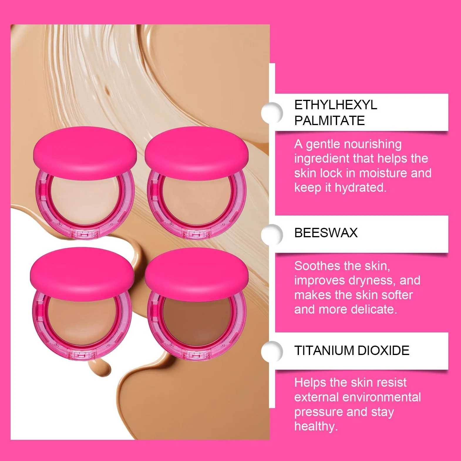 Peptide Balm Foundation, fondotinta per pelli mature, copertura media, anti-invecchiamento, idratante, consistenza liscia, illumina l'incarnato (#1 #2 #3 #4)