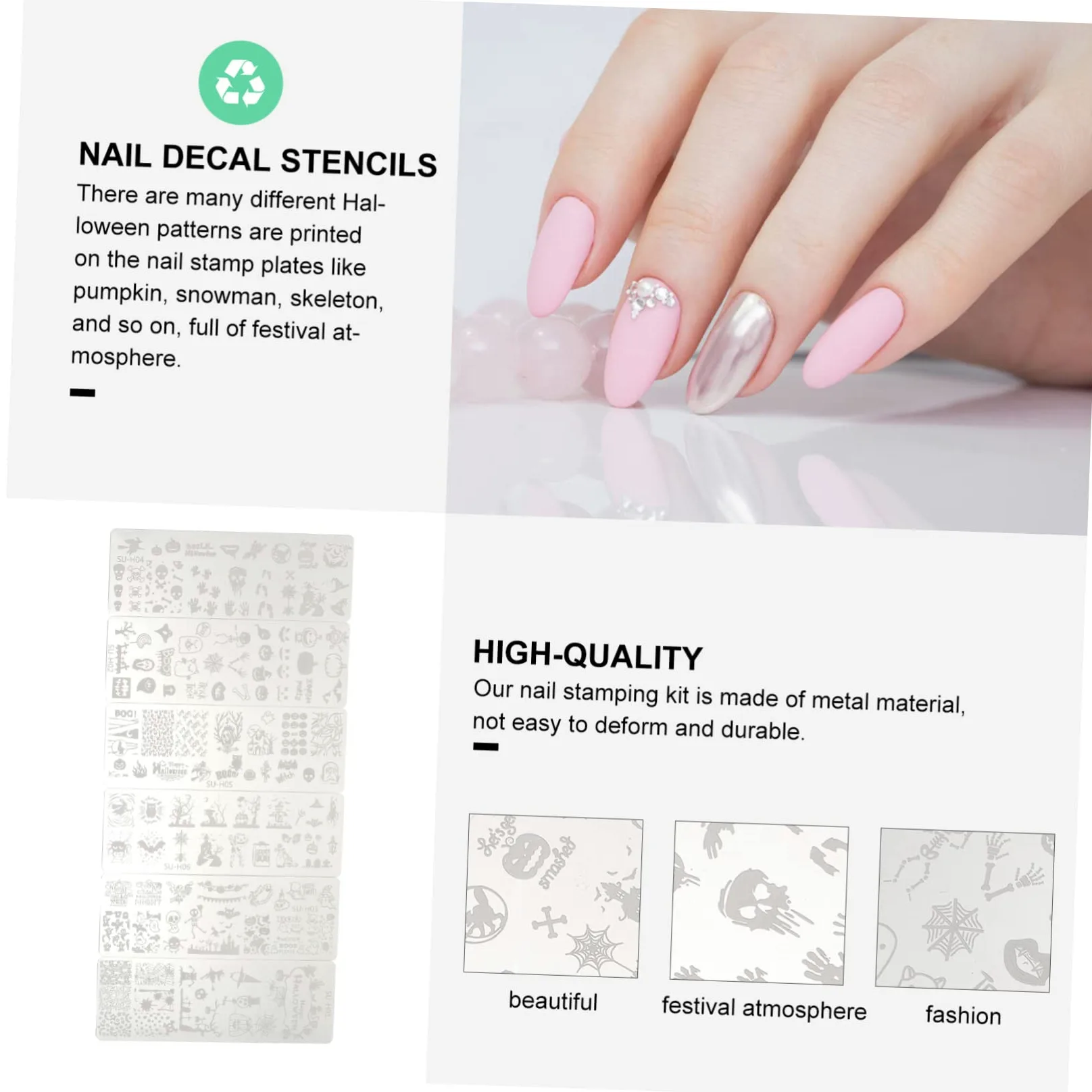 FRCOLOR 30pezzi Piastre Per Unghie Halloween Template Creativi Inossidabile Per Nail Manicure Per e Regali e Ragazze