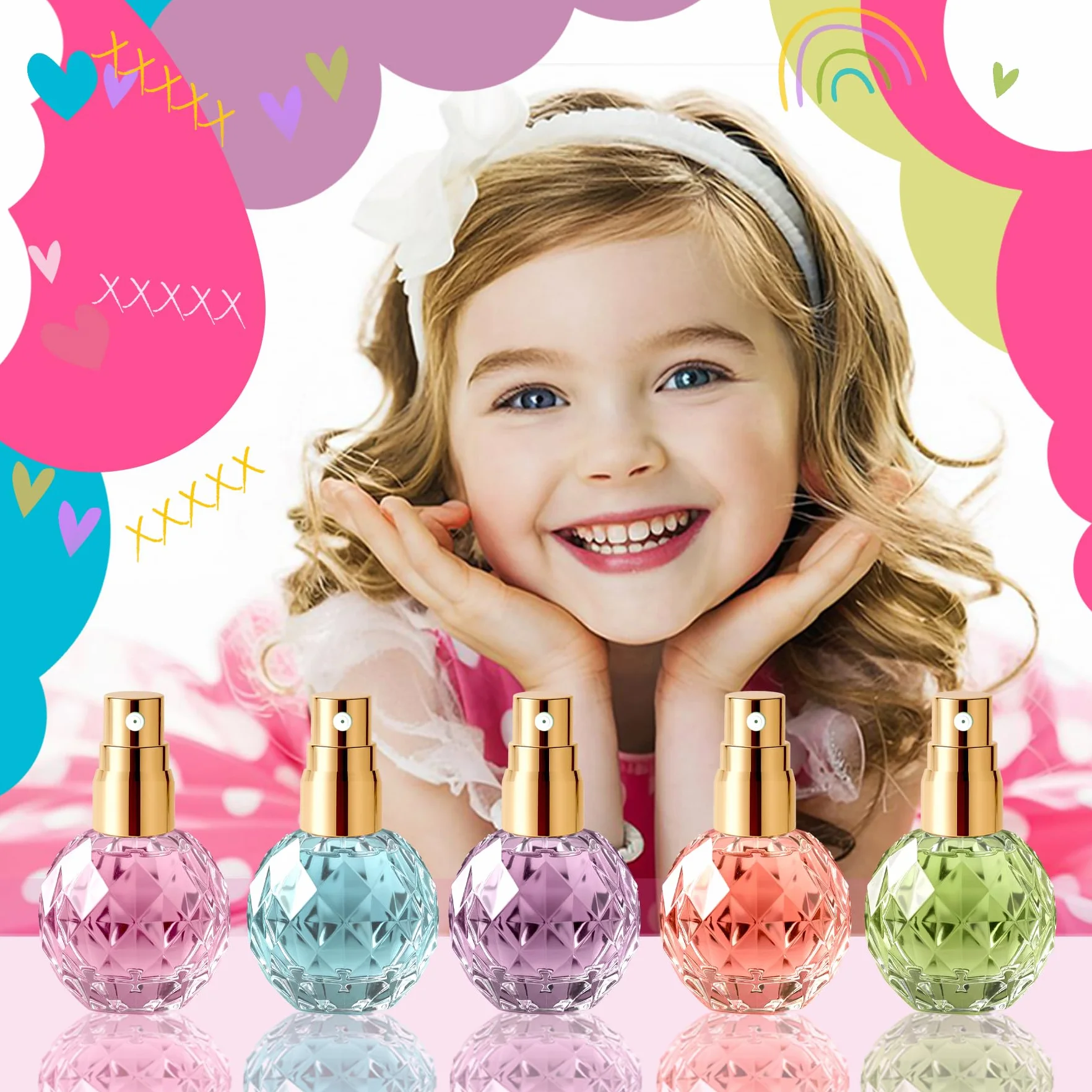 Set di Body Mist Ragazze Scents of Wishes 5 Flaconi Vetro Forma Diamante Profumi Esclusivi Bacche Frutti Agrumi Tropicale Floreale