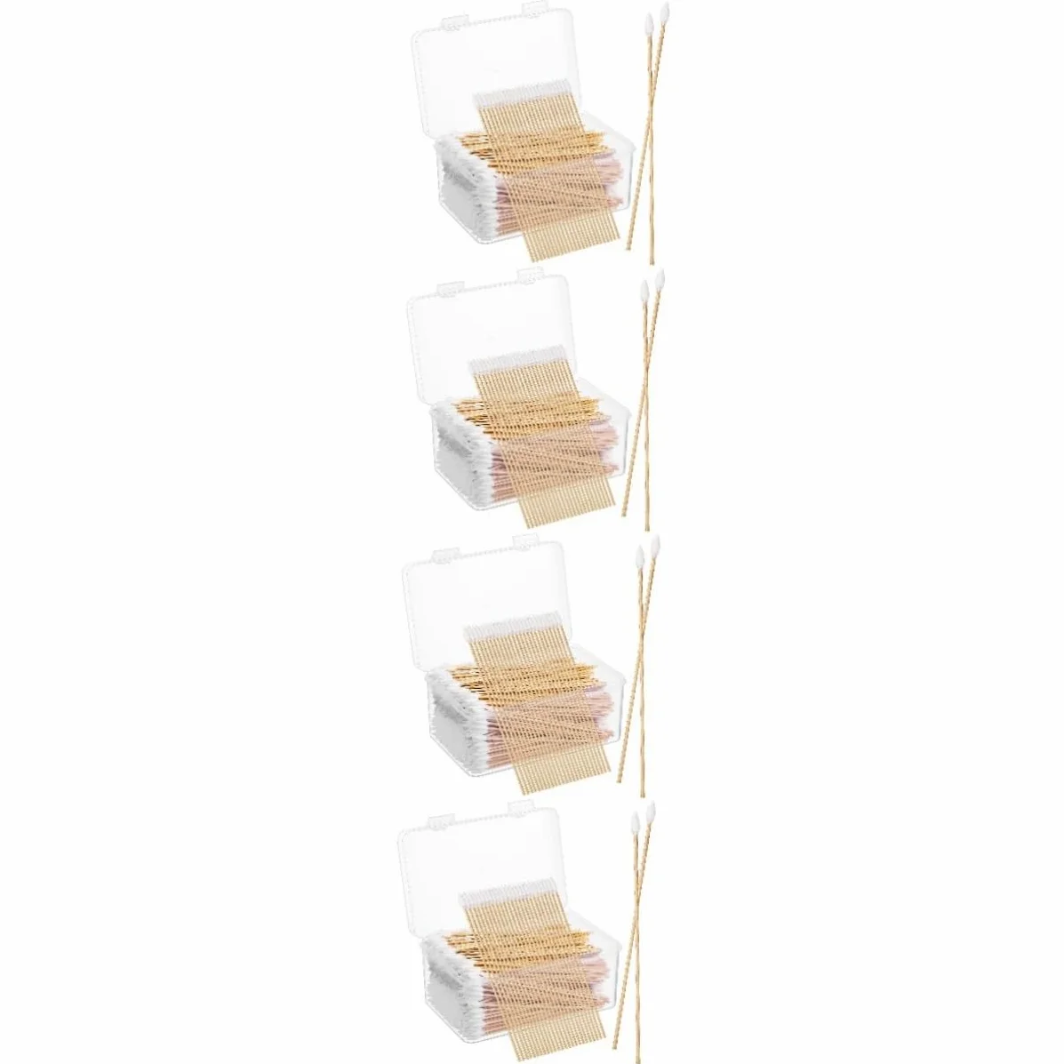 Beavorty 4 Set Di Bastoncini Di Cotone Con Punta Di Precisione Per La Pulizia Delicata Delle Unghie E Del Trucco Riutilizzabile Con Punta Appuntita 100 Pezzi 500 Pezzi*4