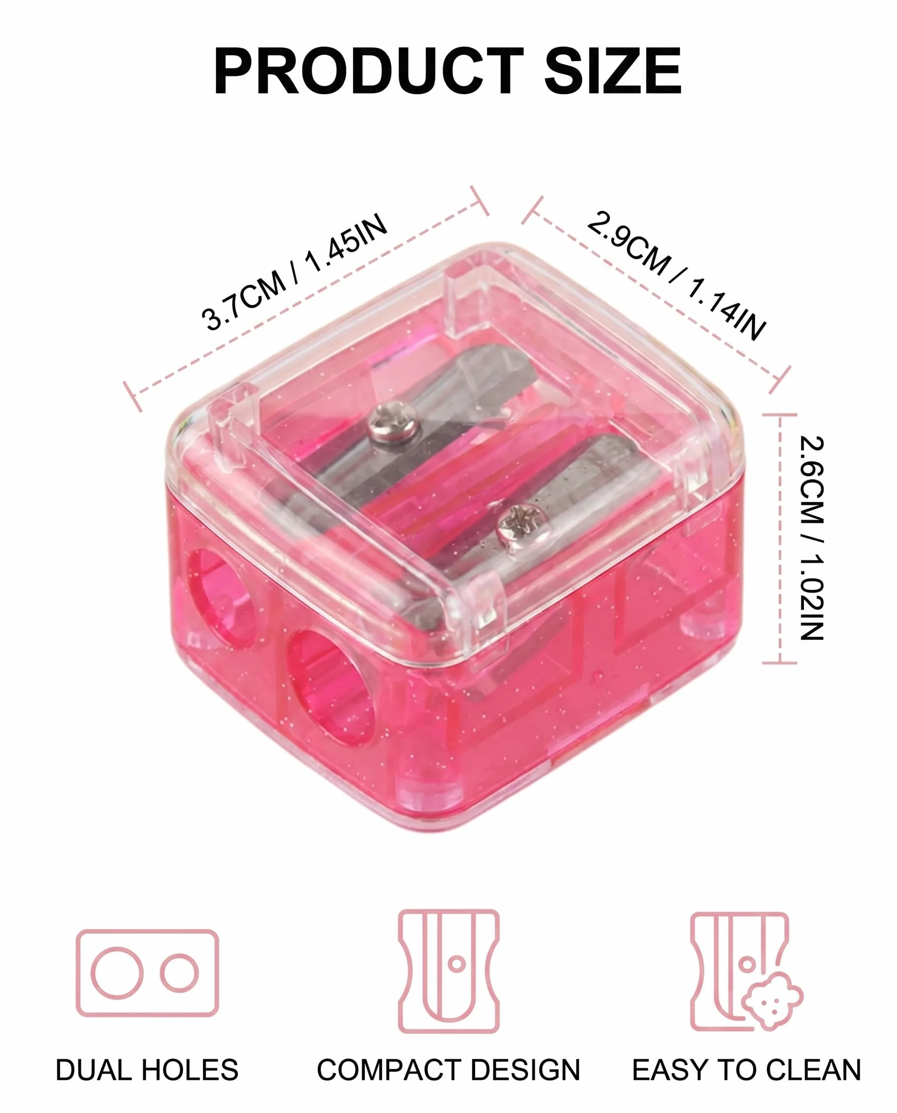 Temperamatite Trucco Universale 2 Pezzi Rosa, con Lame di Precisione per Matite Sopracciglia, Labbra, Eyeliner