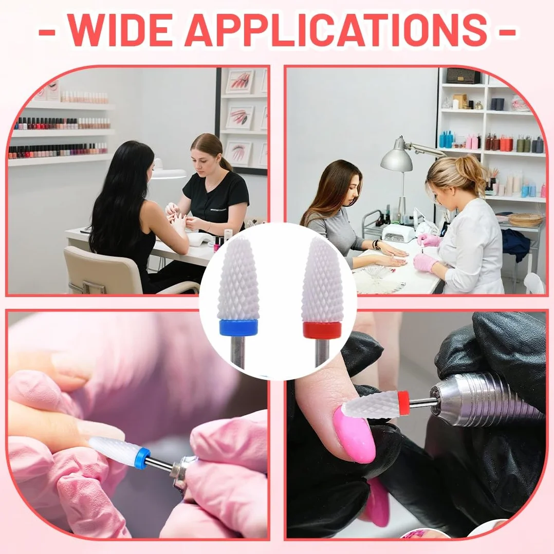 Set di 4 Punte Fresa Unghie in Ceramica per Manicure Pedicure Professionale, Rimozione Gel e Cuticole