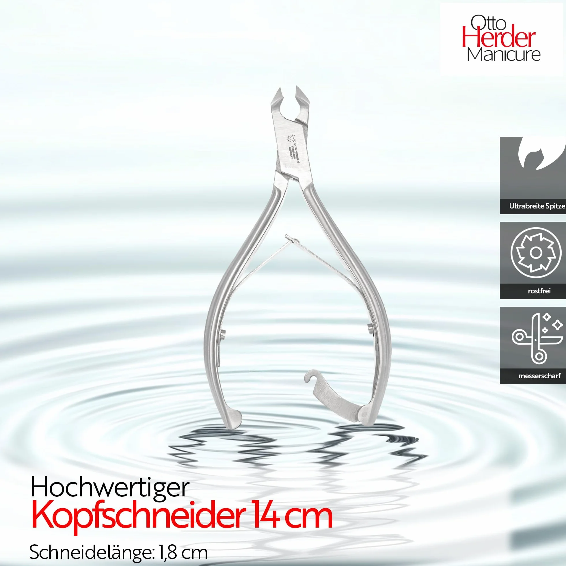 OTTO HERDER Tagliapesta per unghie in acciaio inox temprato 1,8 cm 14 cm Argento