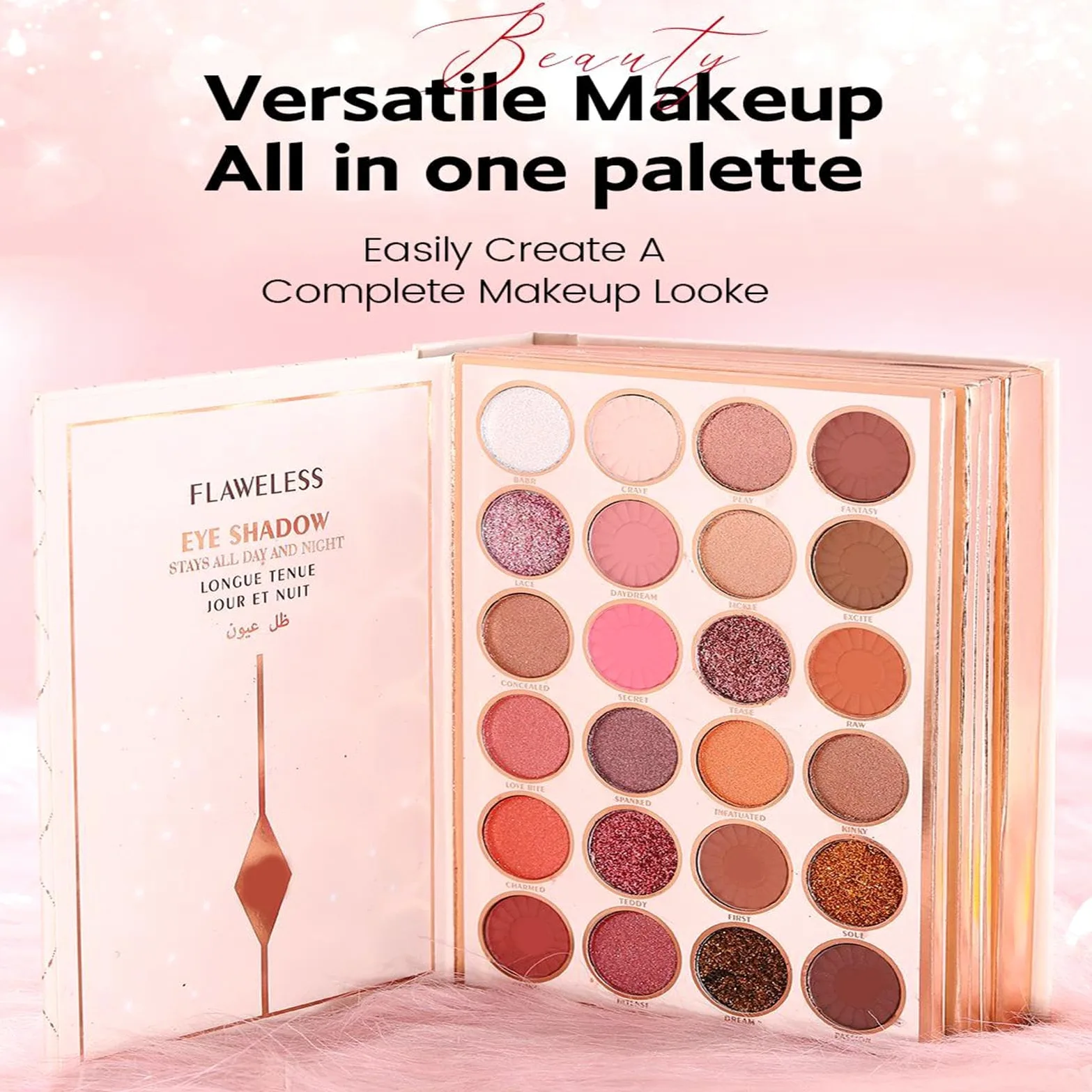 Palette Di Ombretti Per Gli Occhi 48 Colori Effetto Antisfumatura E | Palette Occhi A Forma Di Libro Per Donne Ragazze Halloween Adolescenti Ogni Giorno Feste Viaggio Uso Quotidiano