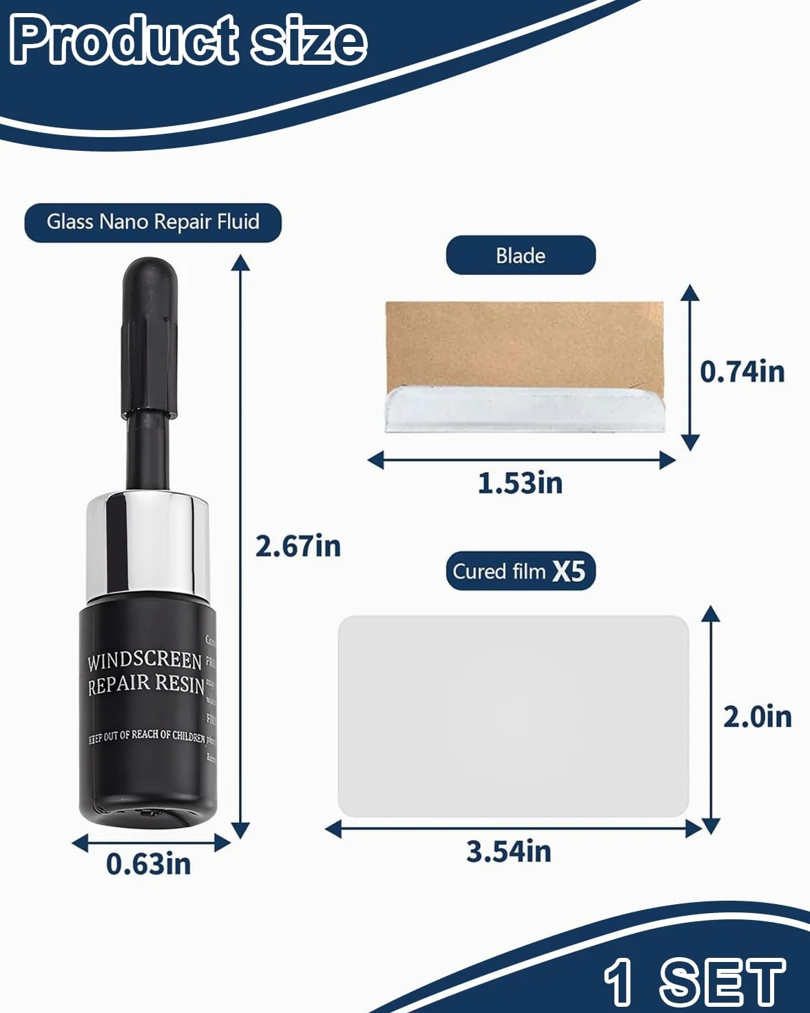 Kit Riparazione Parabrezza Auto, Liquido e Colla per Riparazione Crepe Vetro