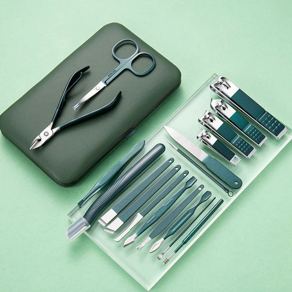 Forbici per Unghie in Acciaio Inossidabile Verde Scuro, tagliaunghie, Set di tagliaunghie, Strumento per la Cura della Pedicure, tronchesino per cuticole