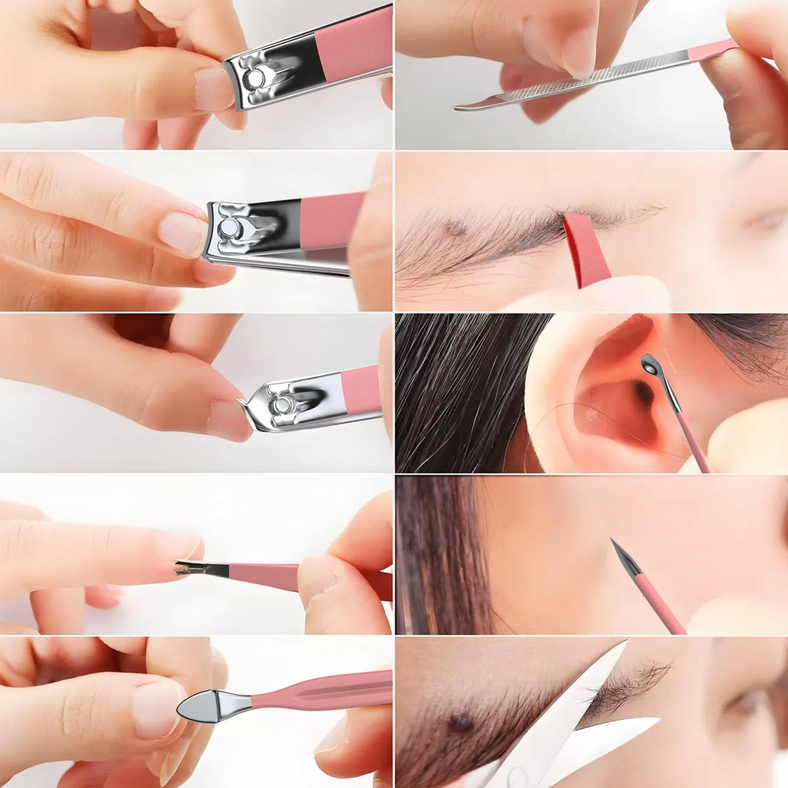 ZIZZON zestaw do manicure 18 w 1 profesjonalny do pedicure z etui podróżnym różowy