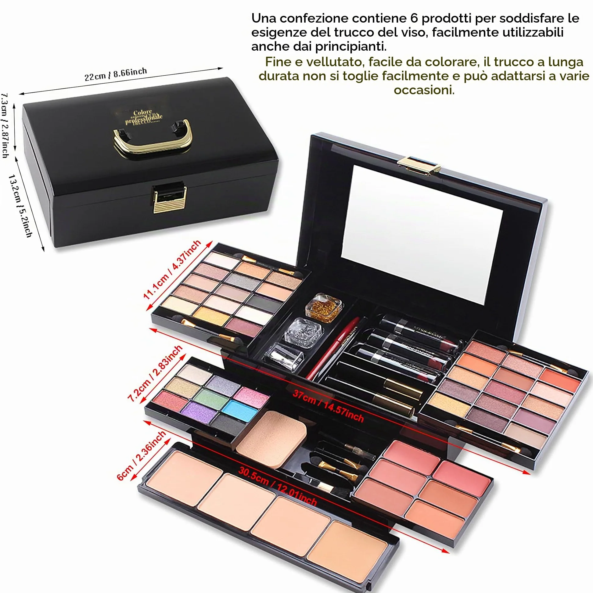 Trousse Trucchi Donna - Make Up Set - Set Trucchi Donna Include Palette Di Ombretti Rossetto Fard Concealer Cipria Eyeliner Mascara
