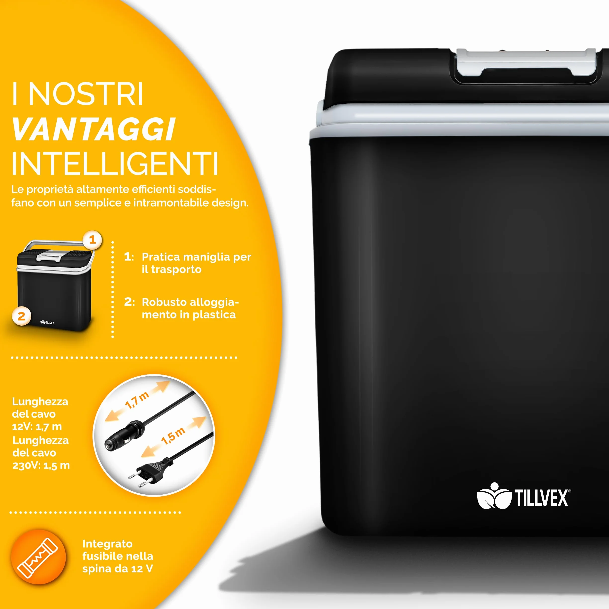 tillvex Frigorifero elettrico Portatile 24L Mini-frigorifero 230V 12V campeggio auto camper ECO