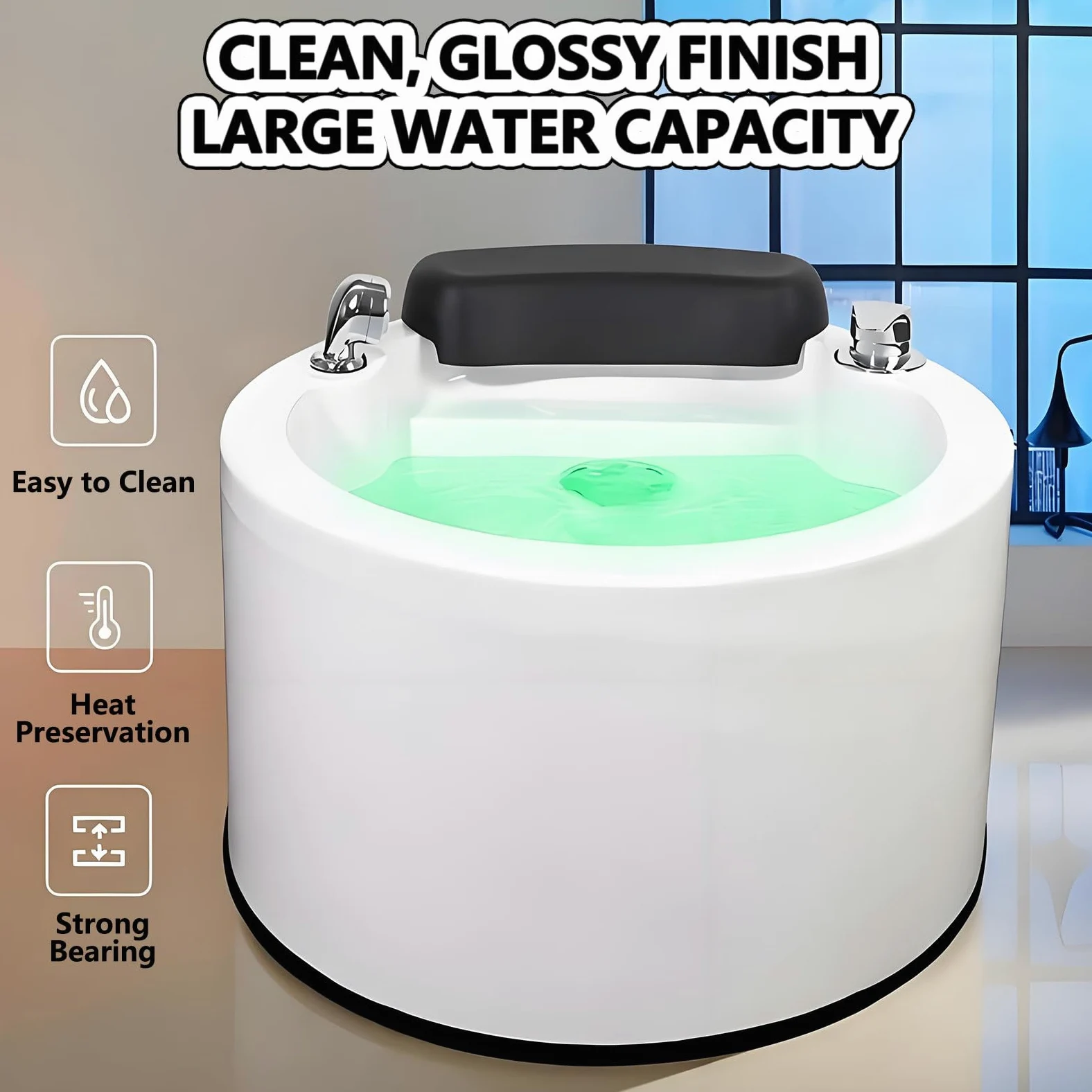 Vasca da Bagno per Pediluvio in Acrilico, Vaschetta per Pedicure e Spa Plantare, con Funzione Idromassaggio e Luci Colorate, Temperatura dell'Acqua Regolabile (Calda/Fredda)